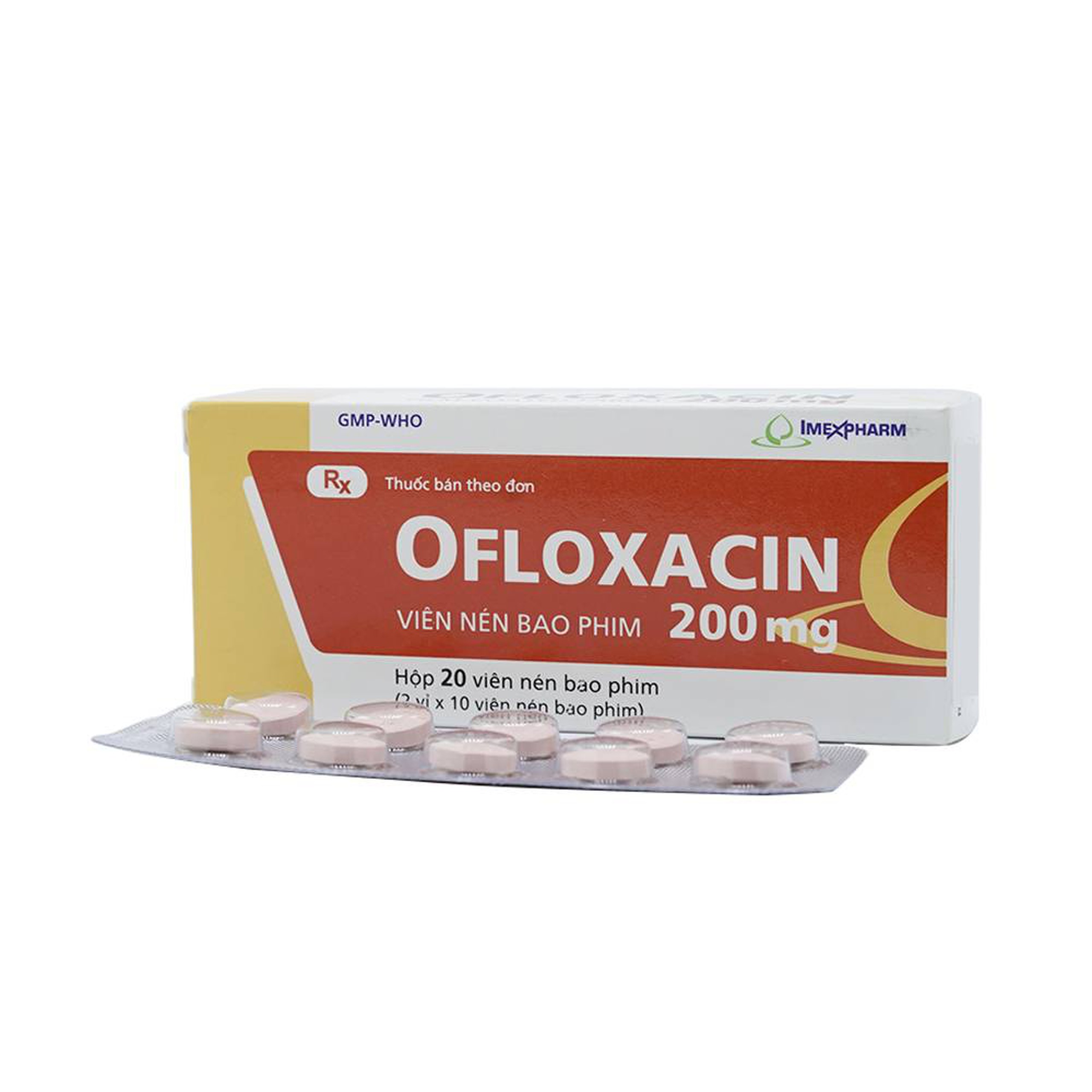 Thuốc Ofloxacin 200mg Imexpharm điều trị nhiễm khuẩn (2 vỉ x 10 viên)
