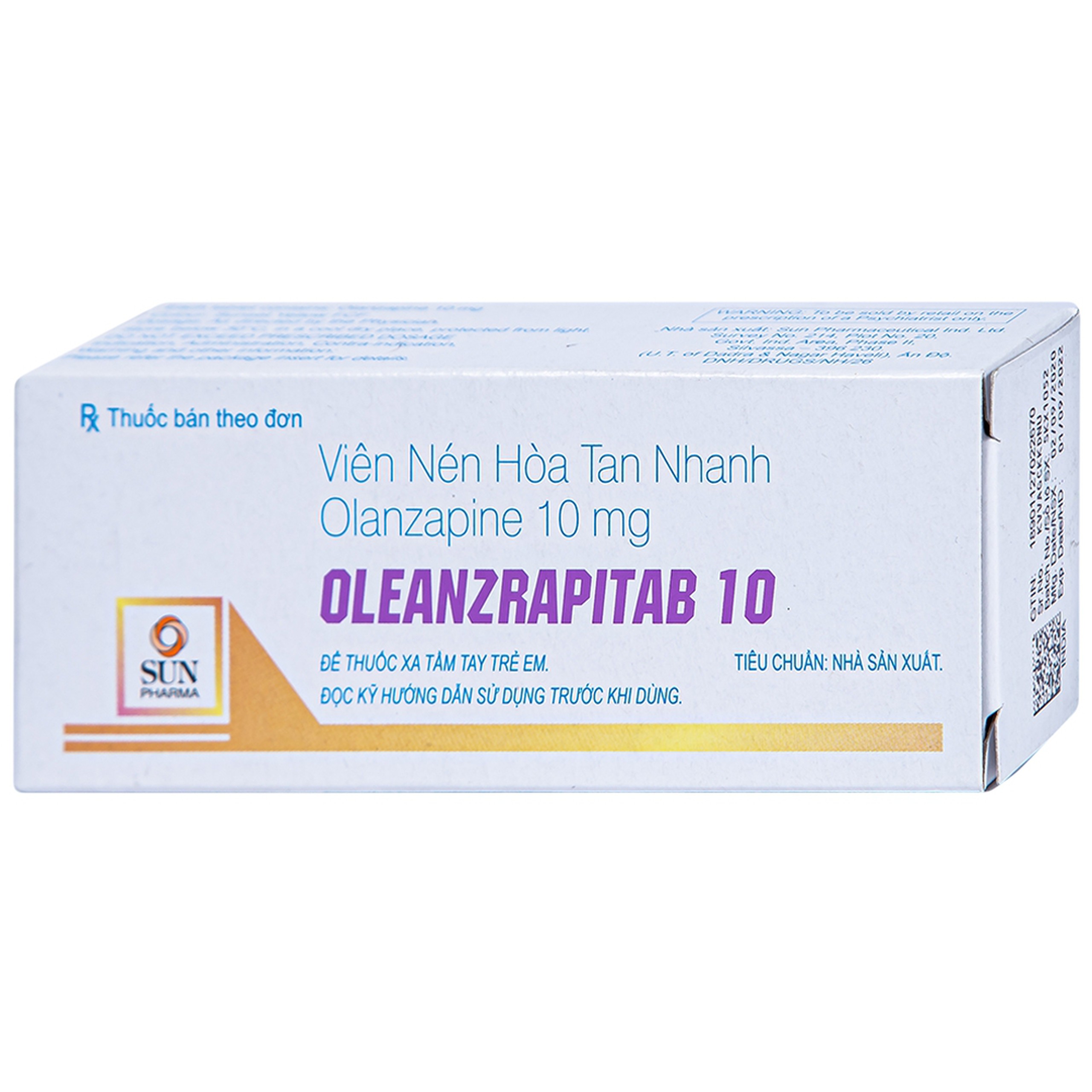 Viên nén Oleanzrapitab 10 Sun Pharma điều trị tâm thần phân liệt (5 vỉ x 10 viên)