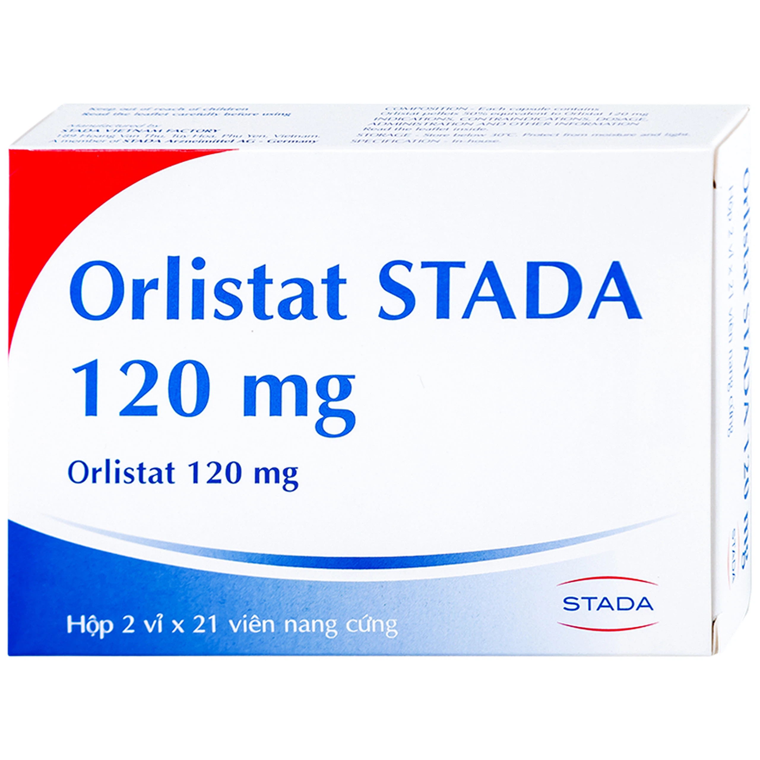Thuốc Orlistat Stada 120mg hỗ trợ giảm nhẹ calo cho bệnh béo phì (2 vỉ x 21 viên)