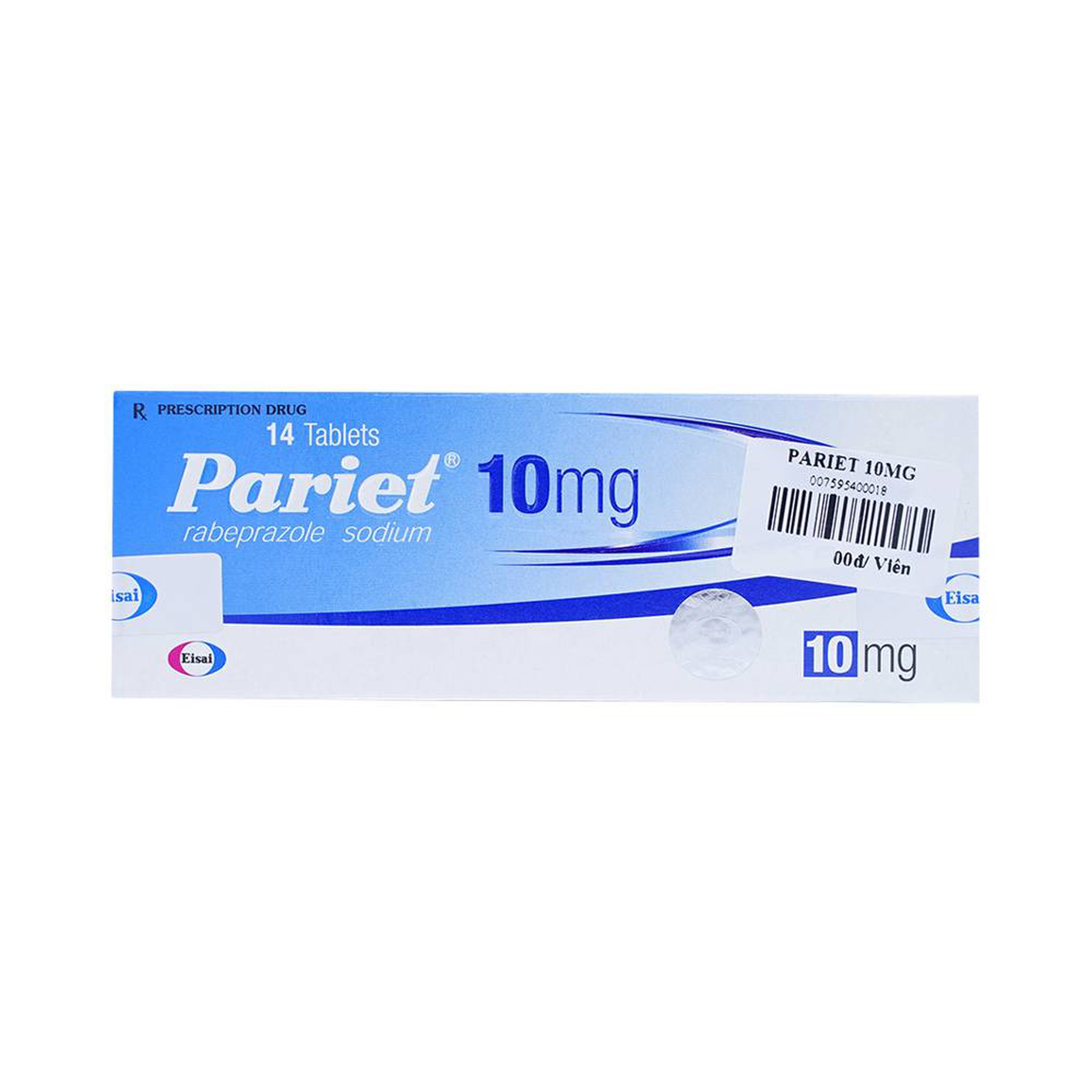 Thuốc ức chế bơm Proton Pariet 10mg Eisai điều trị loét dạ dày, tá tràng (1 vỉ x 14 viên) 