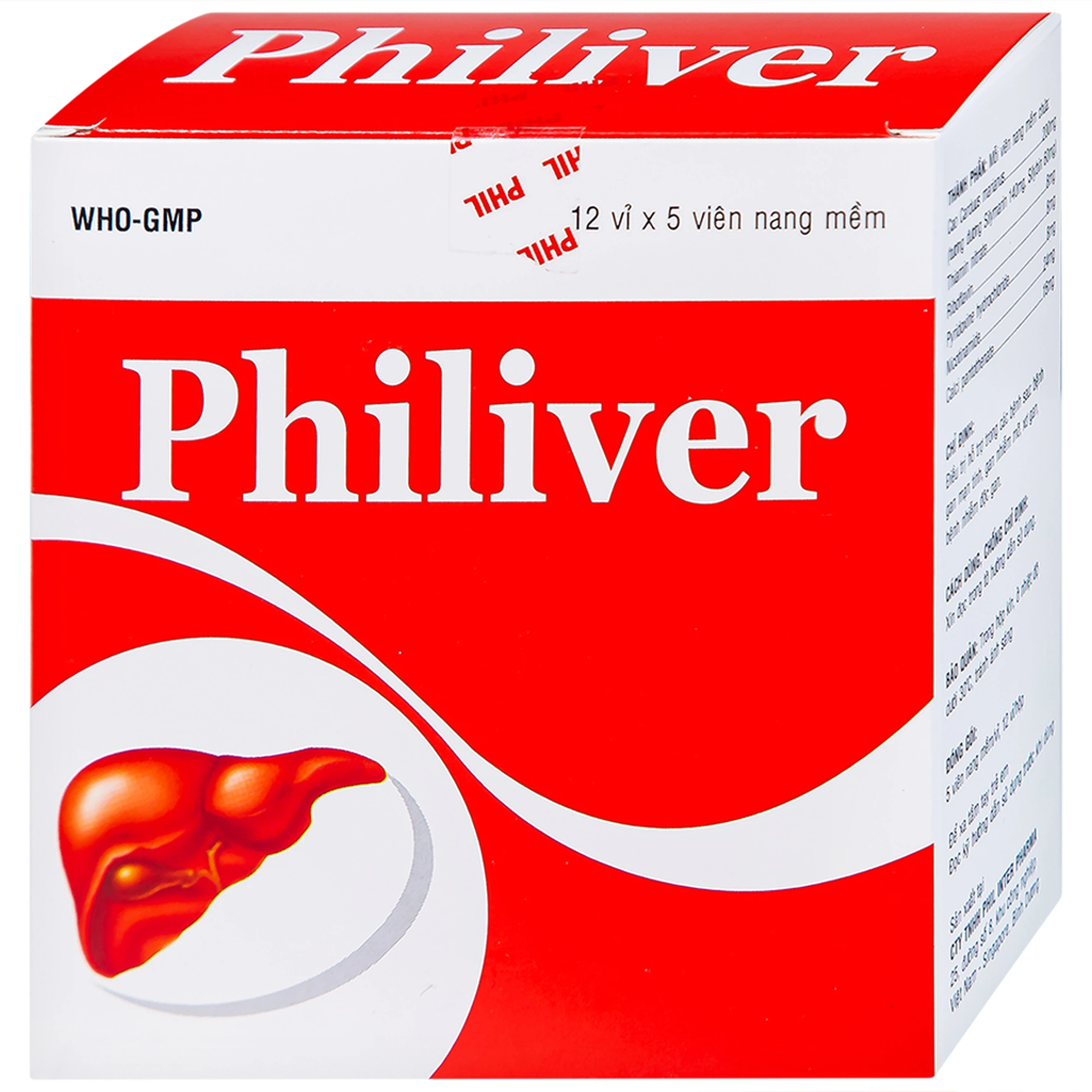 Viên nang mềm Philiver Phil Inter Pharma điều trị bệnh gan mạn tính, gan nhiễm mỡ (12 vỉ x 5 viên)
