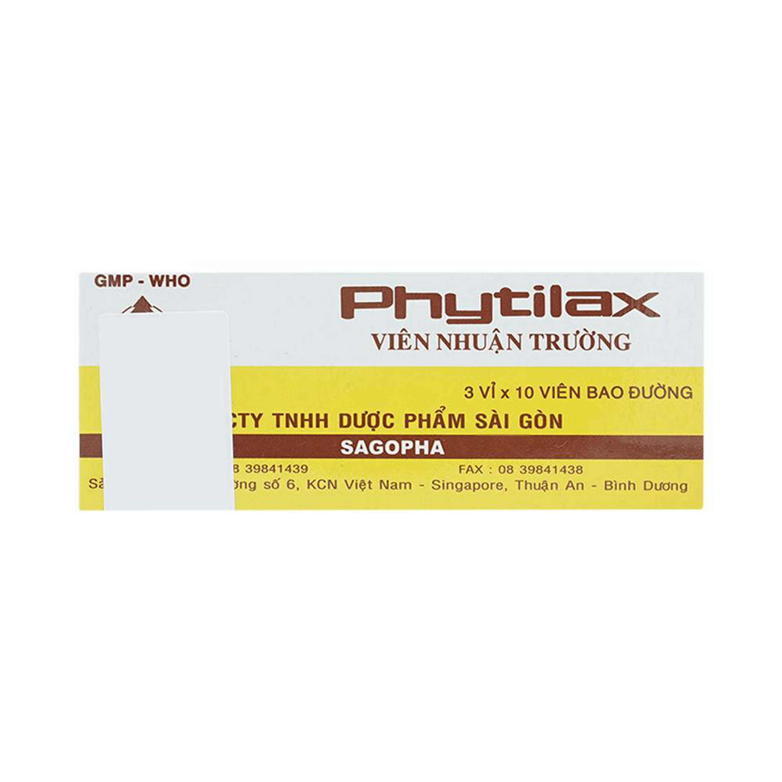 Viên nhuận trường Phytilax Sagopha thông mật, điều trị táo bón (3 vỉ x 10 viên)