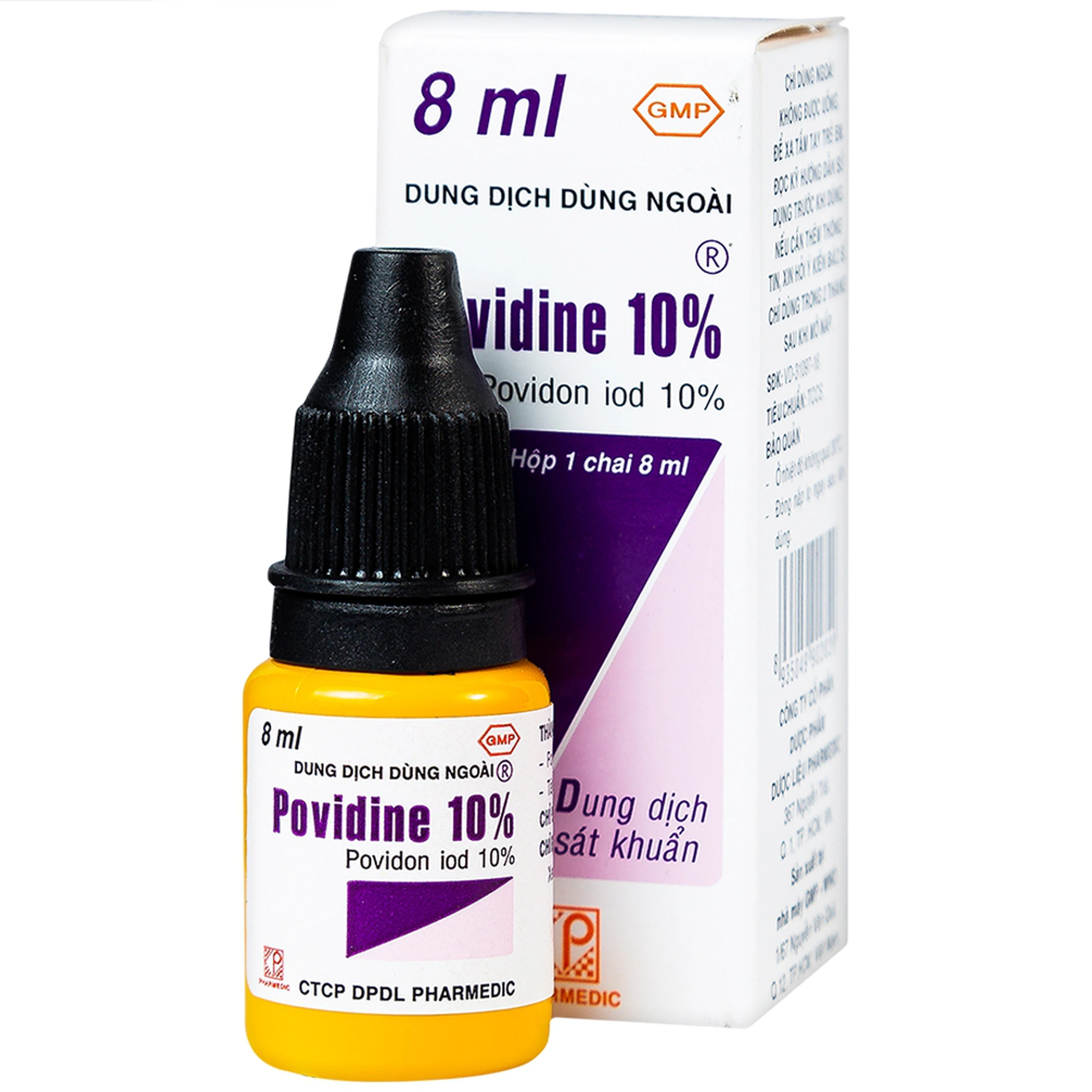 Dung dịch sát khuẩn Povidine 10% Pharmedic ngăn ngừa nhiễm khuẩn ở vết cắt, vết trầy (8ml)