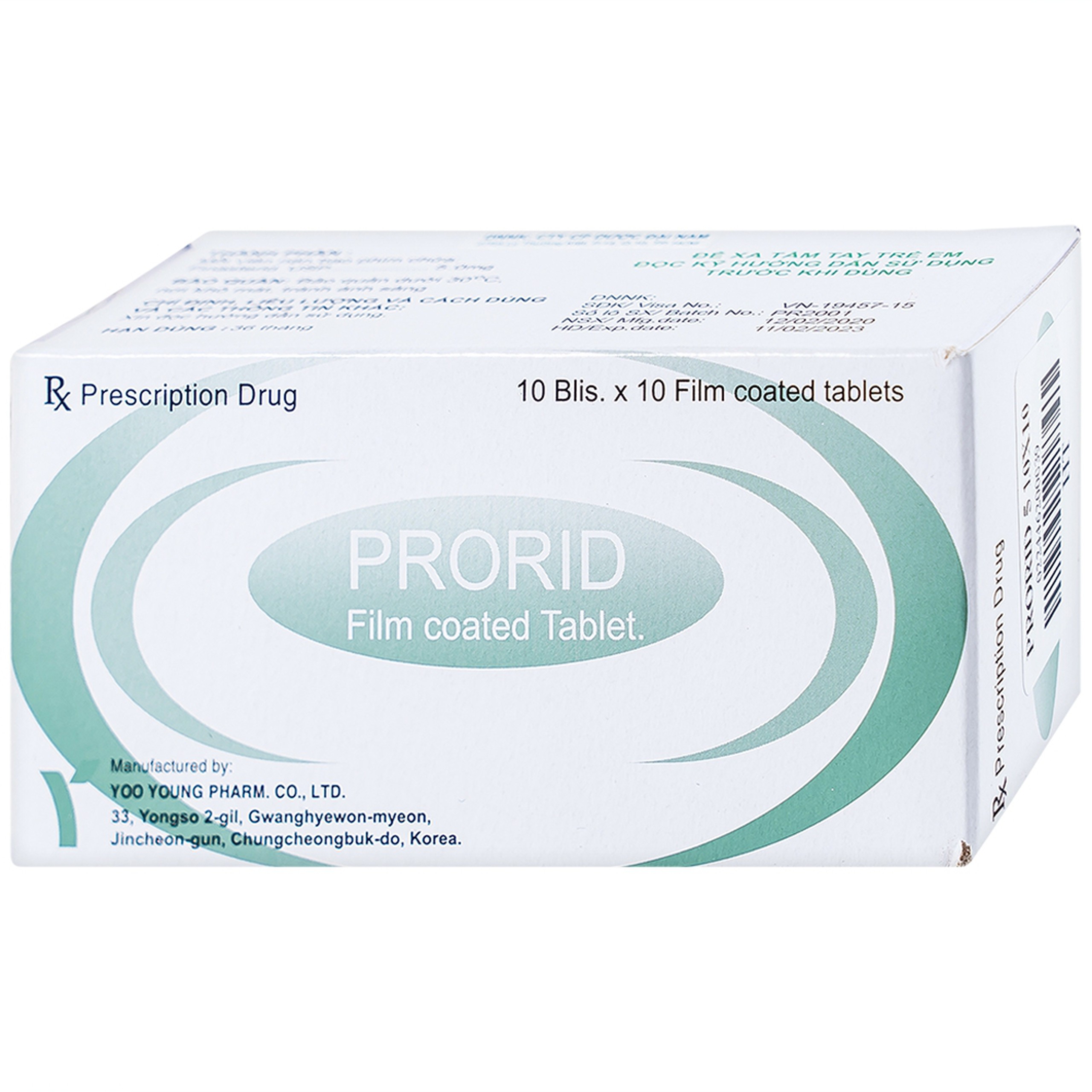 Thuốc Prorid 5mg Yoo Young điều trị tăng sản tuyến tiền liệt lành tính (10 vỉ x 10 viên)