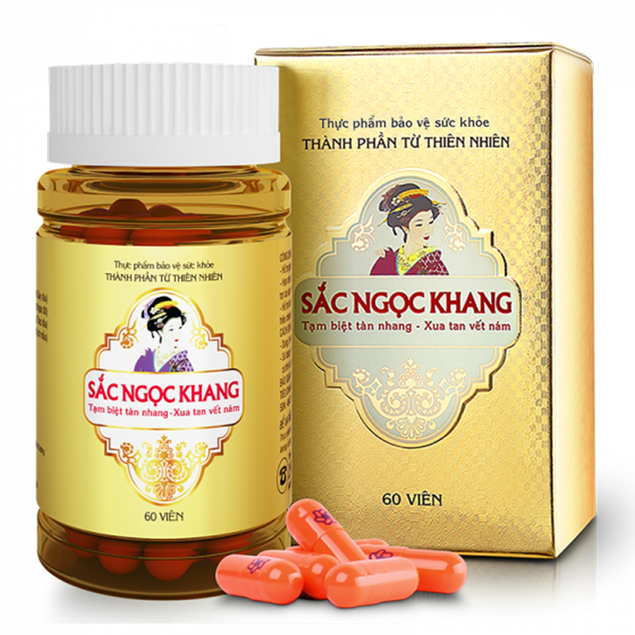 Viên nén Sắc Ngọc Khang Hoa Thiên Phú hỗ trợ điều trị nấm da, sạm da, ngăn ngừa lão hóa (60 viên)