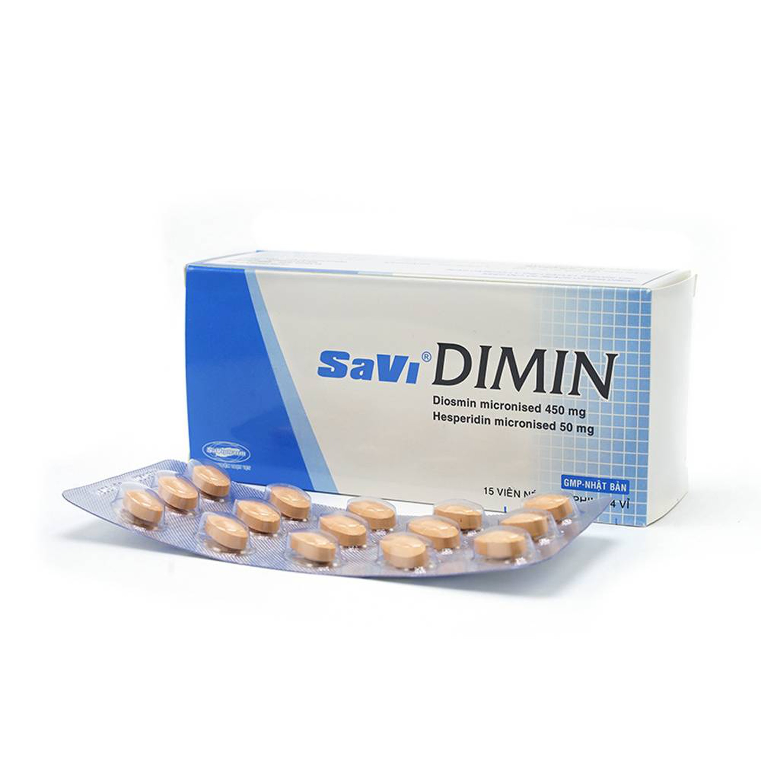 Thuốc Savi Dimin điều trị triệu chứng suy tĩnh mạch, mạch bạch huyết (4 vỉ x 15 viên)