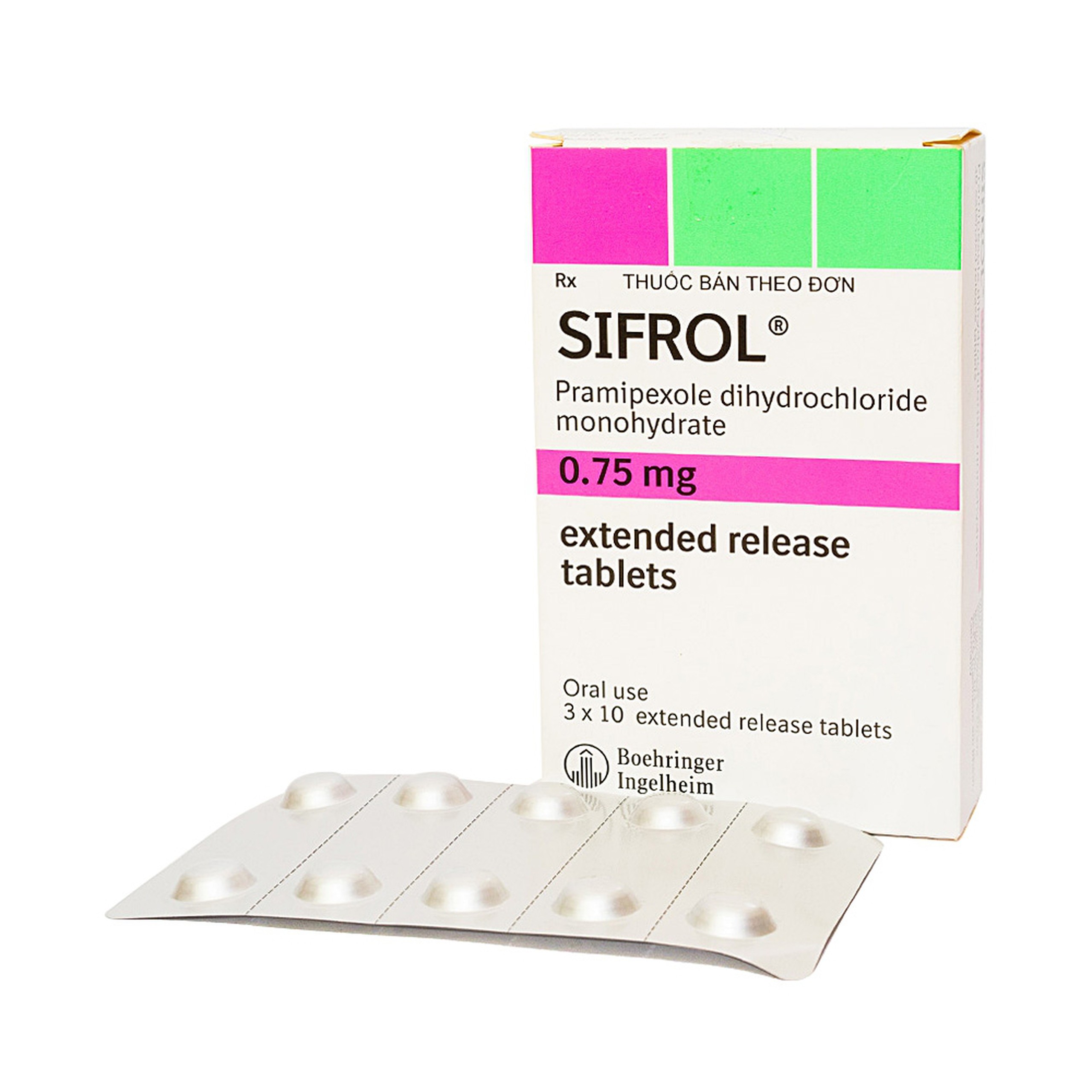 Thuốc Sifrol 0.75mg Boehringer điều trị bệnh parkinson (3 vỉ x 10 viên)