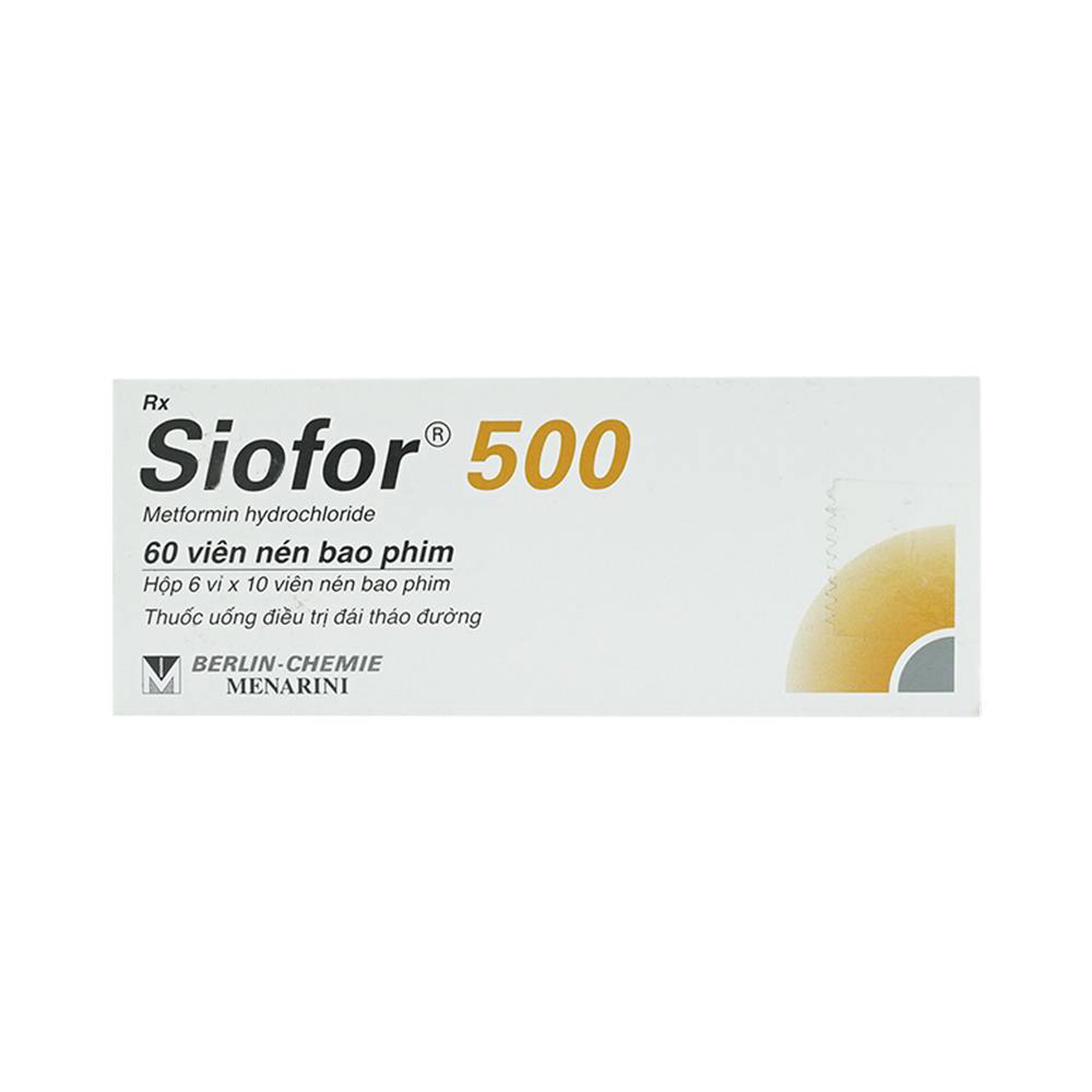 Thuốc Siofor 500 Berlin điều trị đái tháo đường típ 2 (4 vỉ x 15 viên)