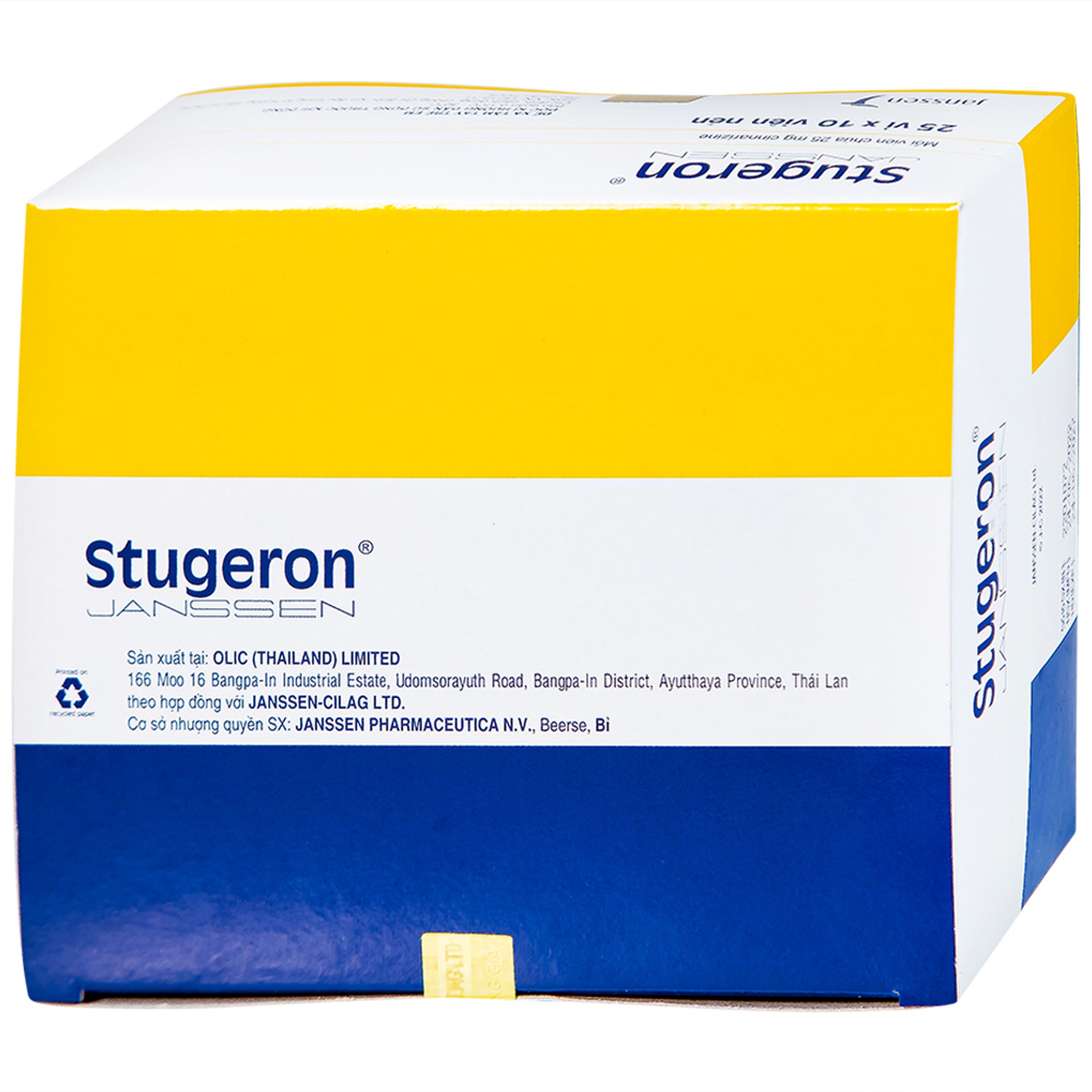 Thuốc Stugeron Janssen điều trị rối loạn tuần hoàn não (25 vỉ x 10 viên)
