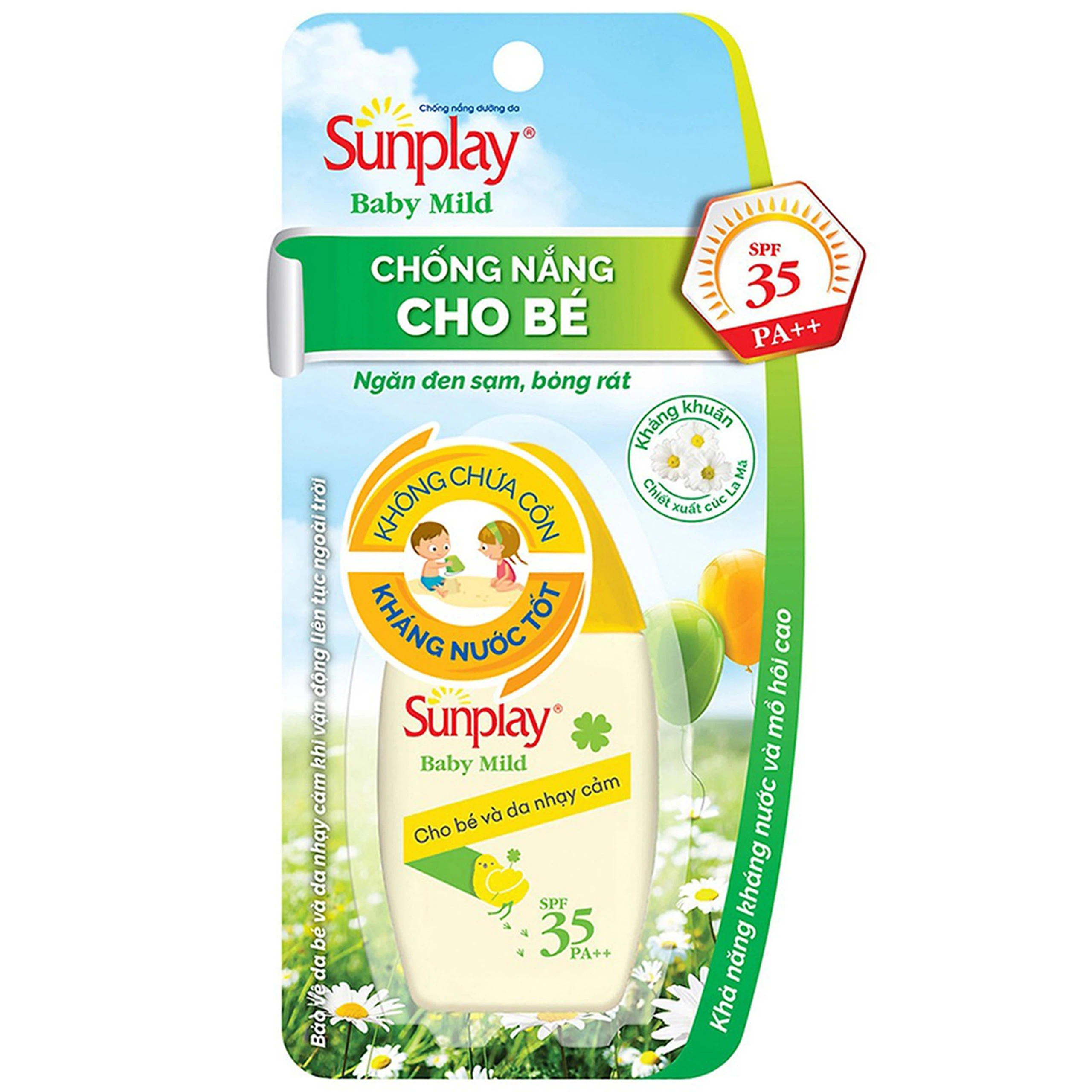 Sữa chống nắng cho bé Sunplay Baby Mild SPF35 PA++ Rohto ngăn đen sạm, bỏng rát cho da nhạy cảm (30g)
