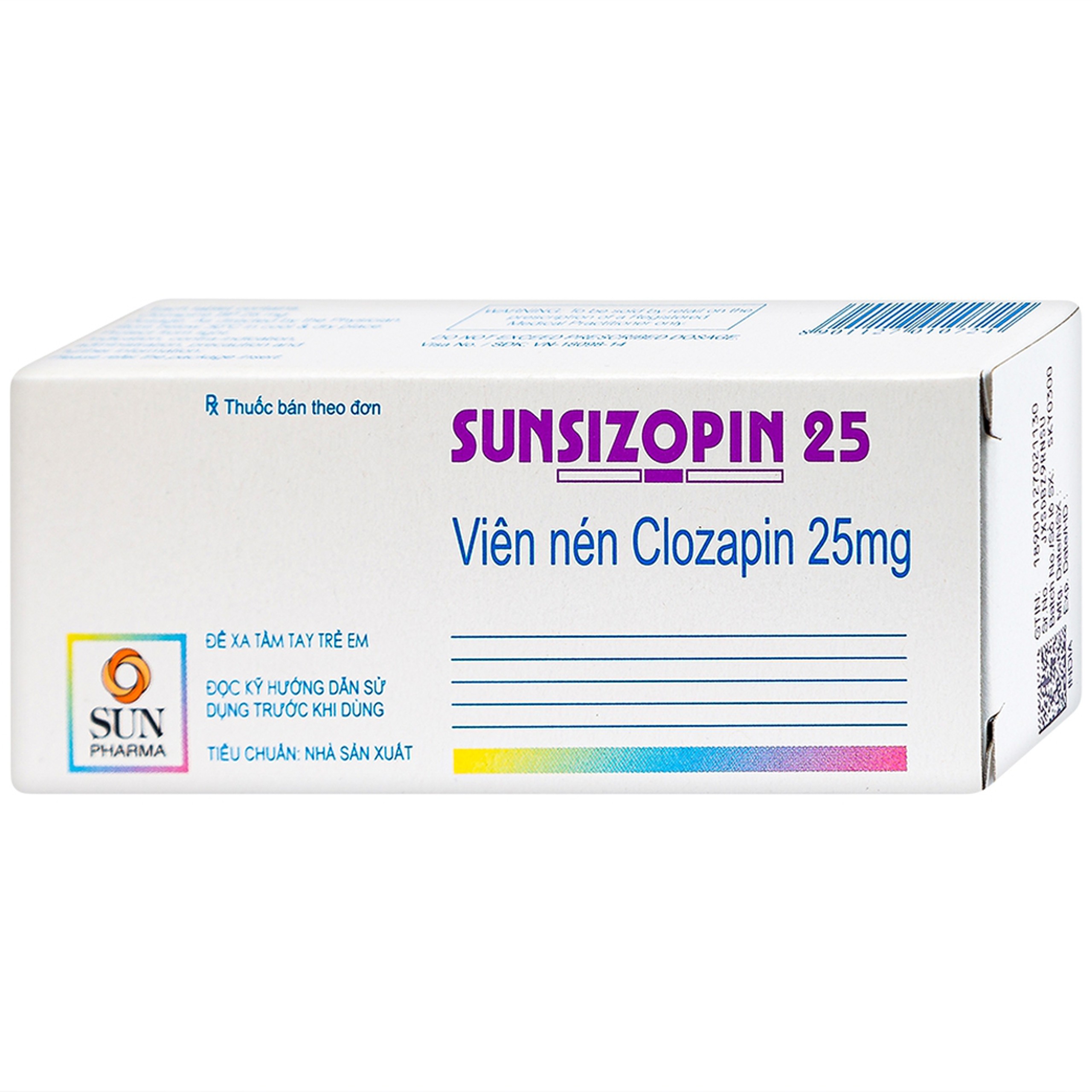Thuốc Sunsizopin 25 Sun Pharma điều trị chứng tâm thần phân liệt (5 vỉ x 10 viên)