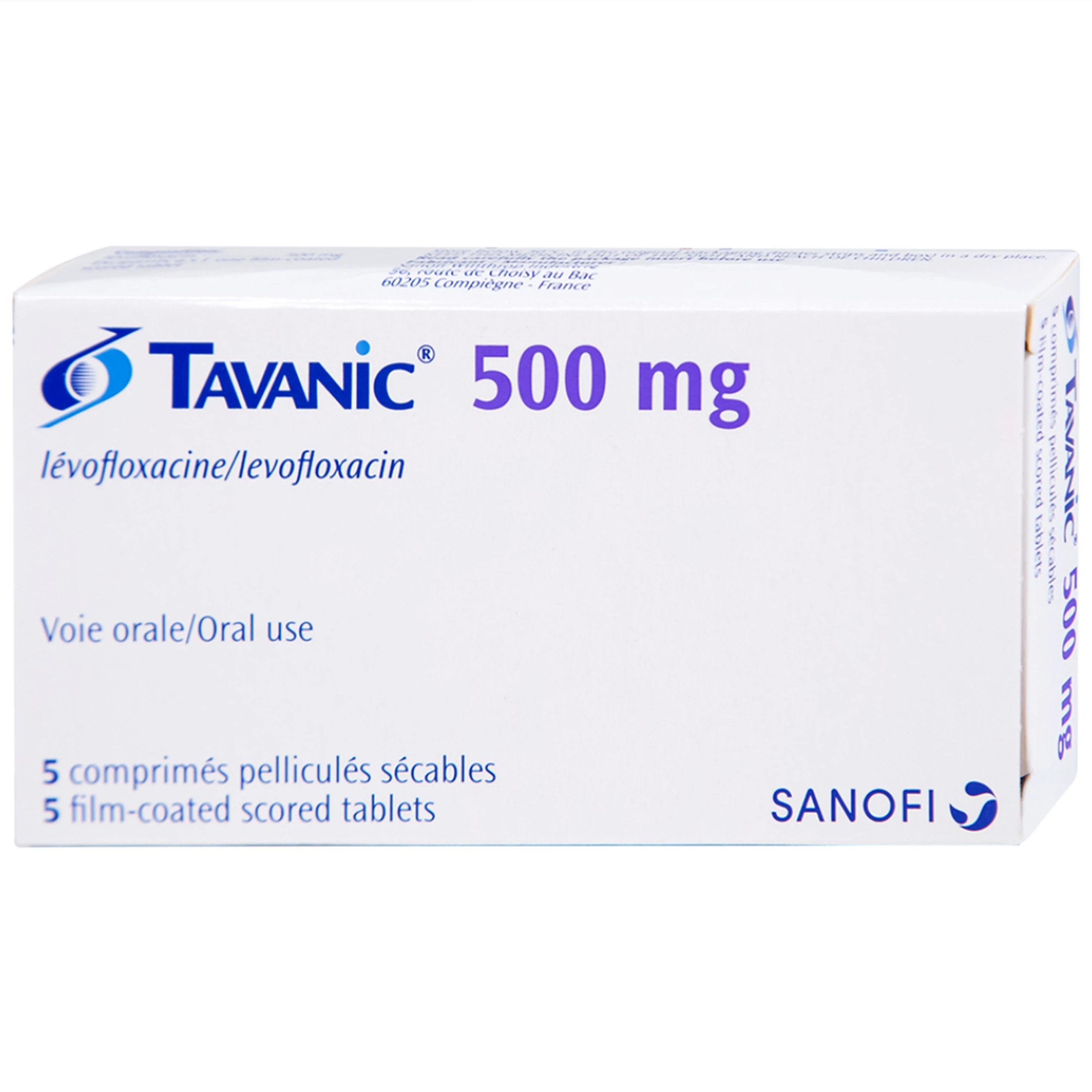 Thuốc Tavanic 500mg Sanofi điều trị nhiễm khuẩn do vi khuẩn (1 vỉ x 5 viên)