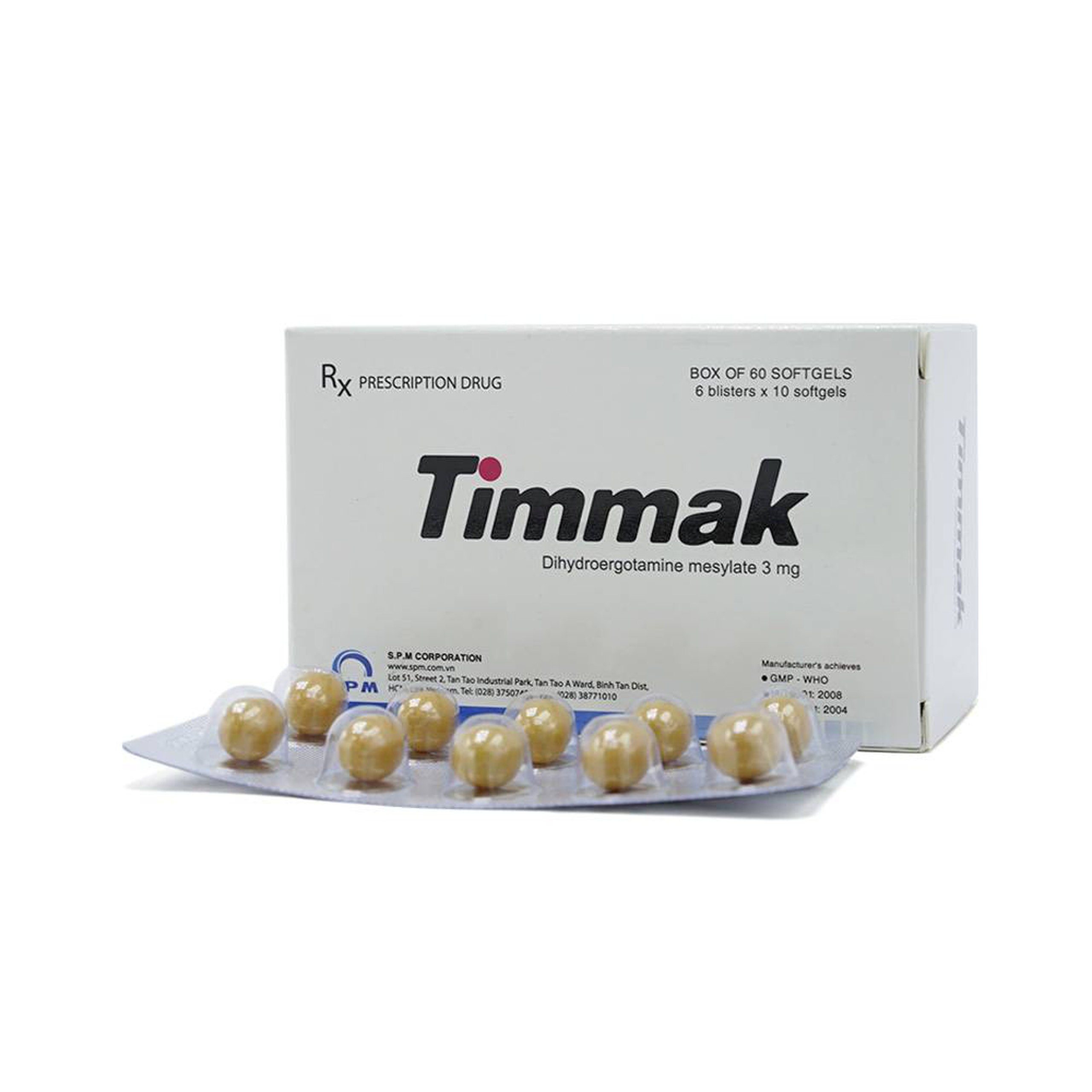 Thuốc Timmak 3mg S.P.M điều trị rối loạn tuần hoàn thể đứng (6 vỉ x 10 viên)