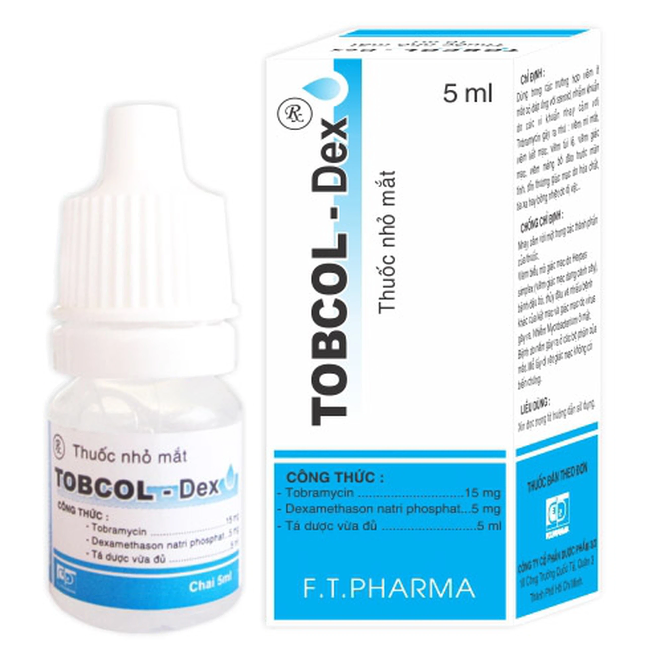 Thuốc nhỏ mắt Tobcol-Dex Dược 3-2 điều trị Viêm mi mắt, viêm kết mạc (5ml)