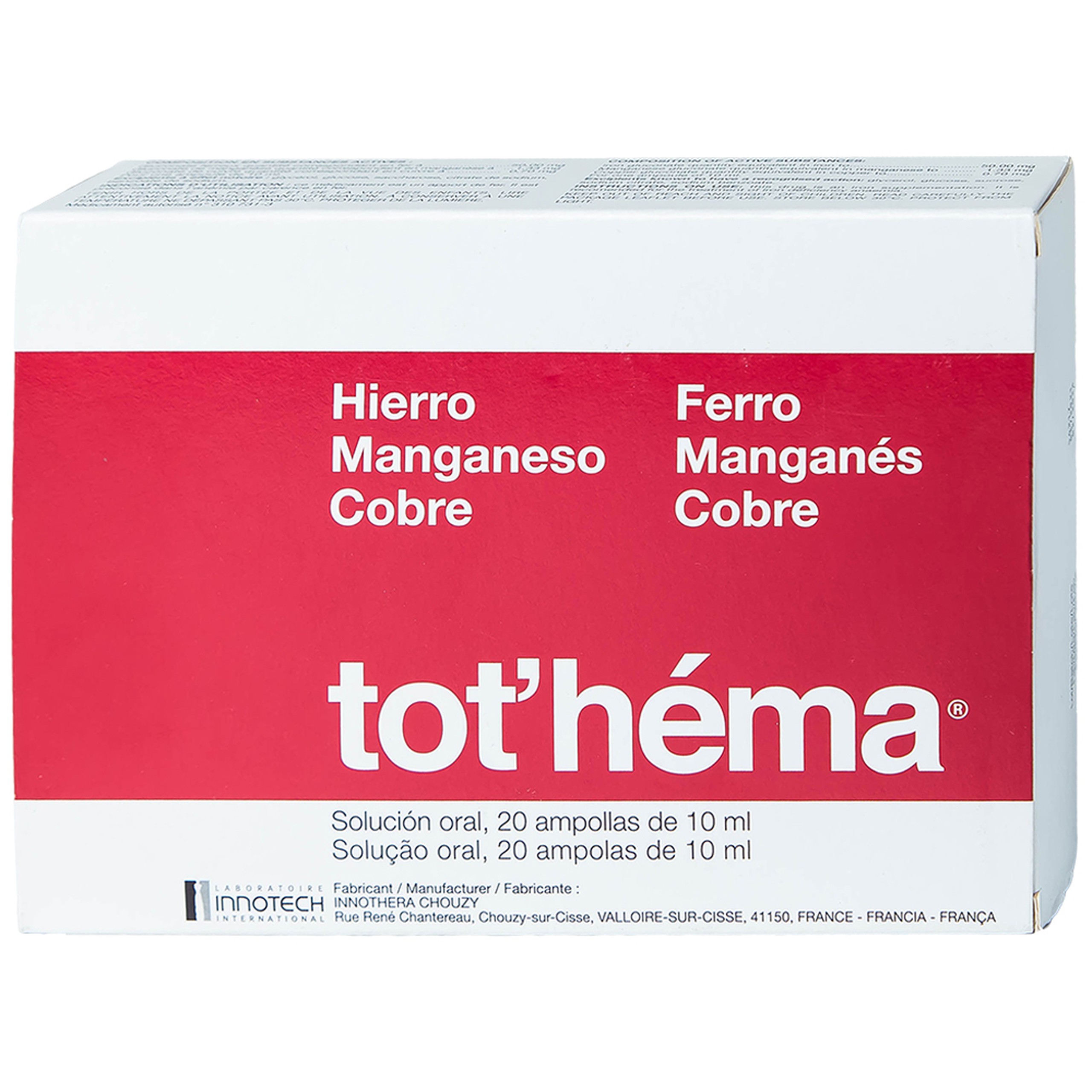Dung dịch Tot'héma Innothera điều trị thiếu máu do sắt (2 vỉ x 10 ống x 10ml)