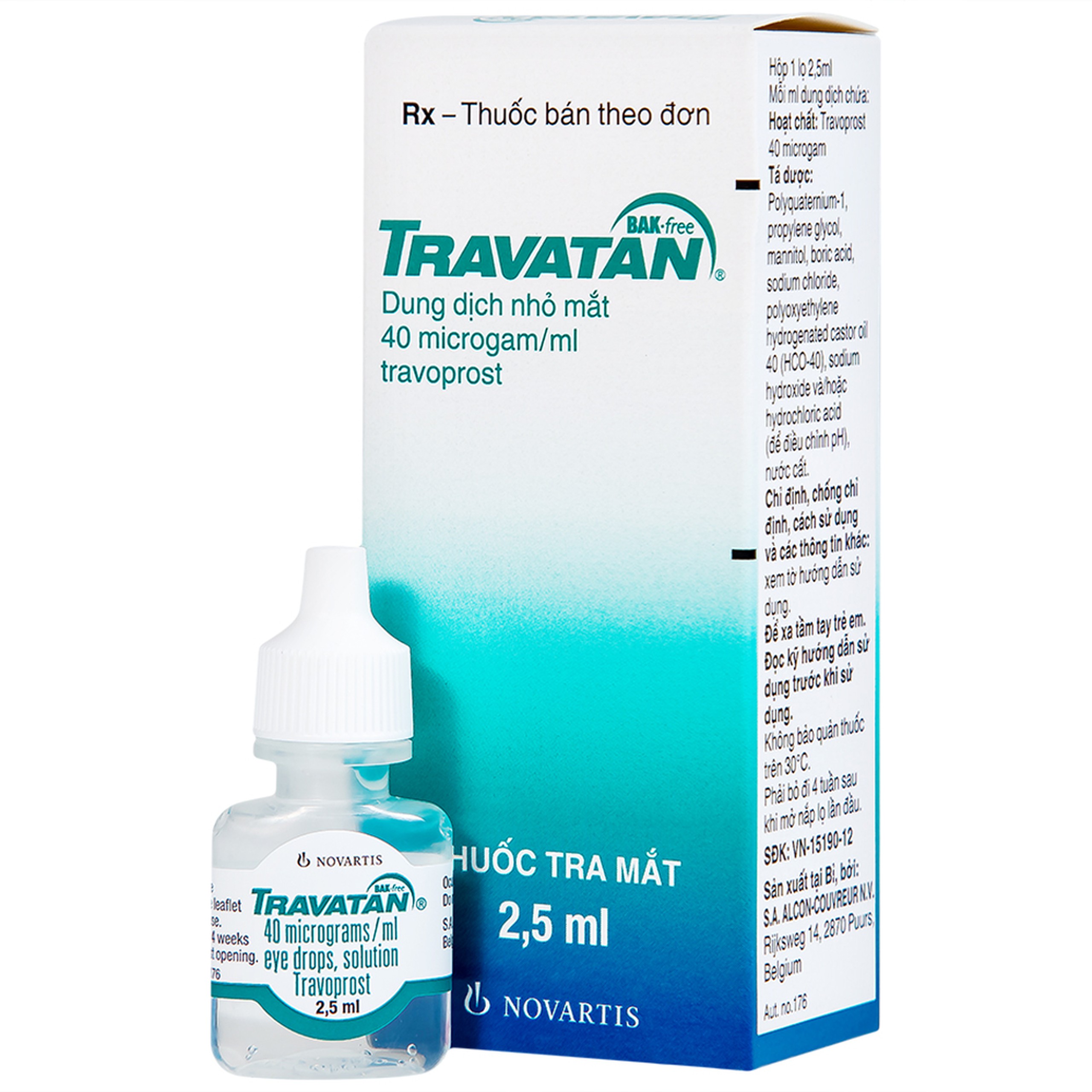 Thuốc nhỏ mắt Travatan Novartis làm giãn nhãn áp (2,5ml)