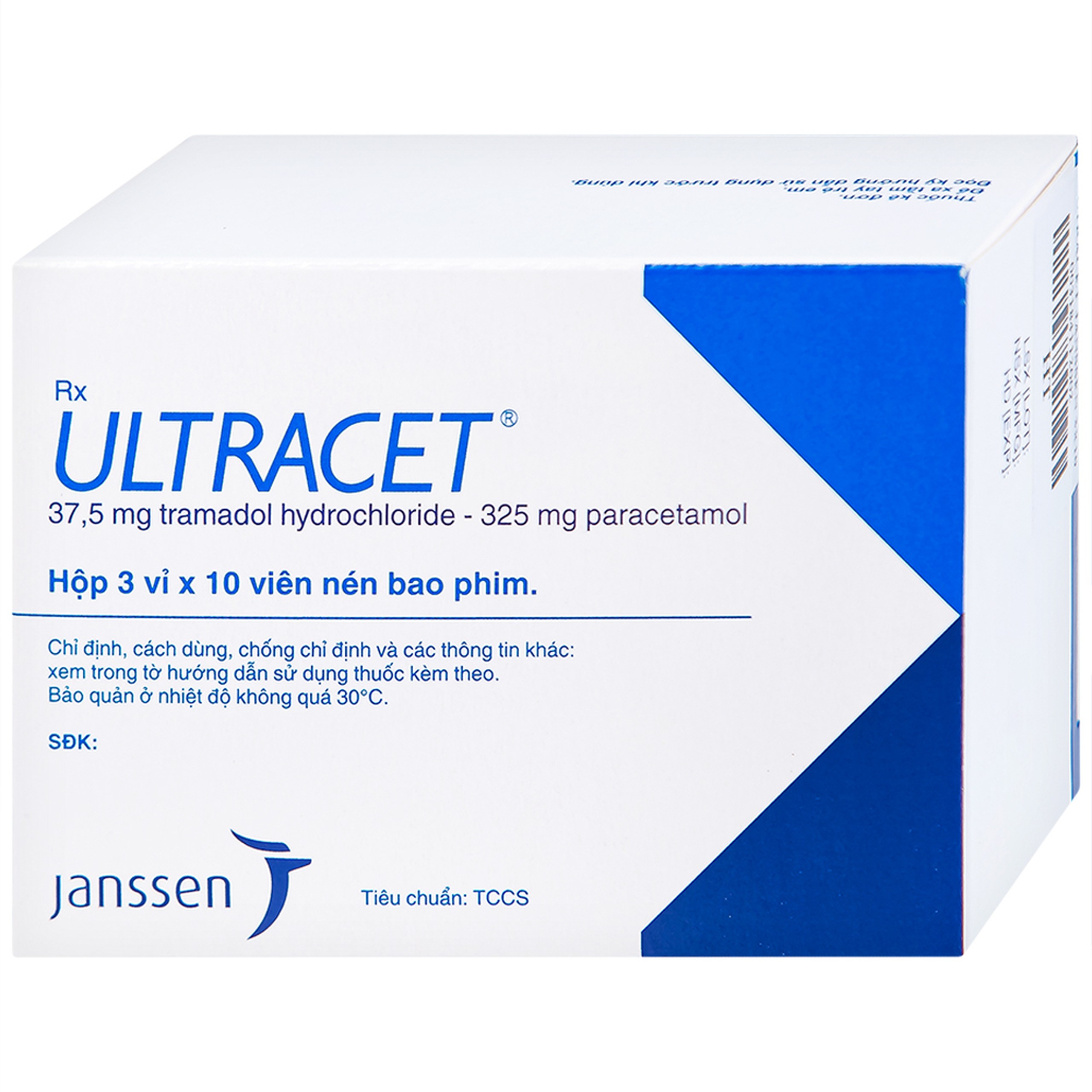 Thuốc Ultracet Janssen hỗ trợ điều trị cơn đau từ trung bình đến nặng (3 vỉ x 10 viên)