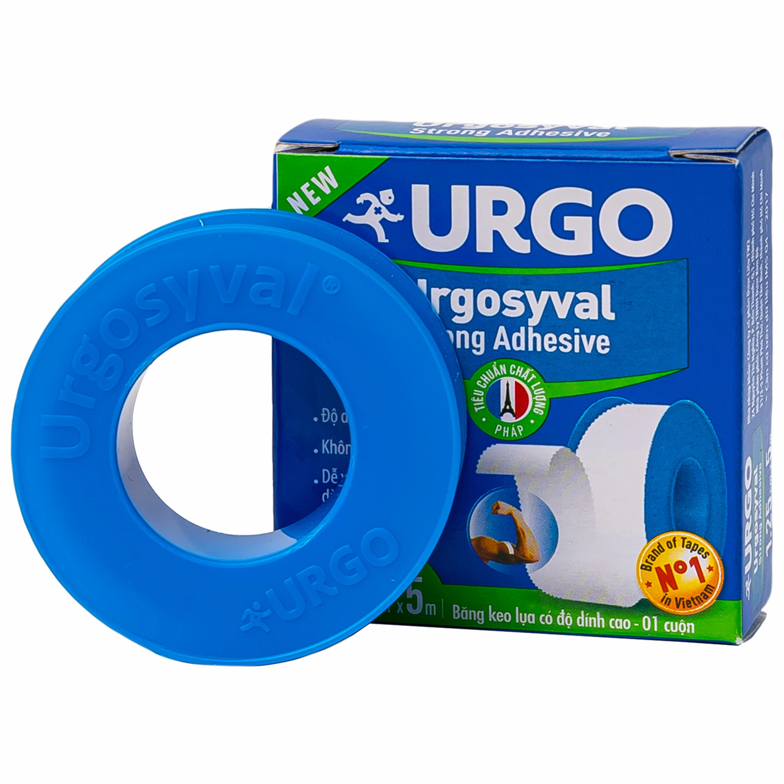 Băng keo lụa có độ dính cao Urgosyval Strong Adhessive size 1.25cm x 5m cố định băng gạc (1 cuộn)