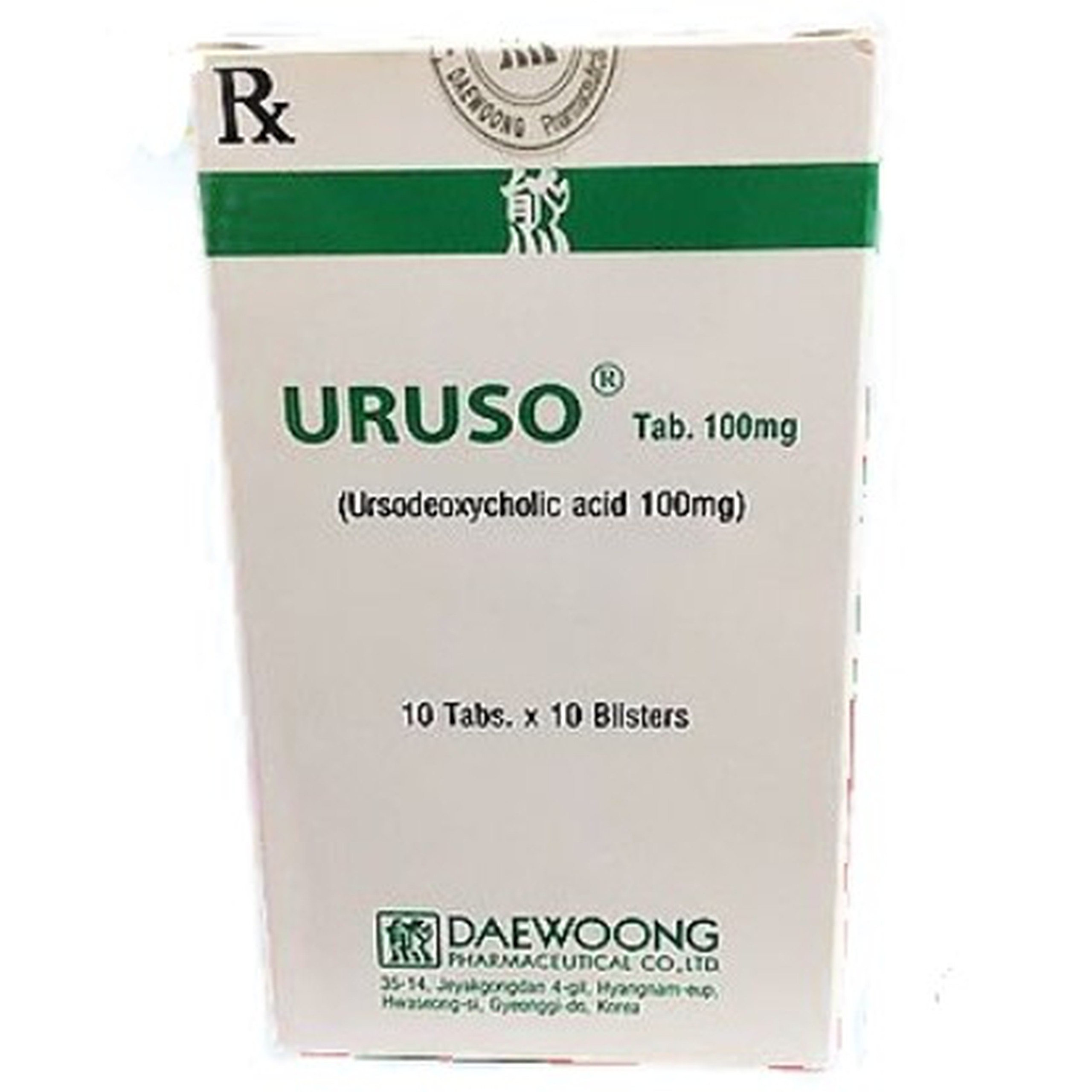 Thuốc Uruso Tab. 100mg Daewoong điều trị sỏi mật (10 vỉ x 10 viên)