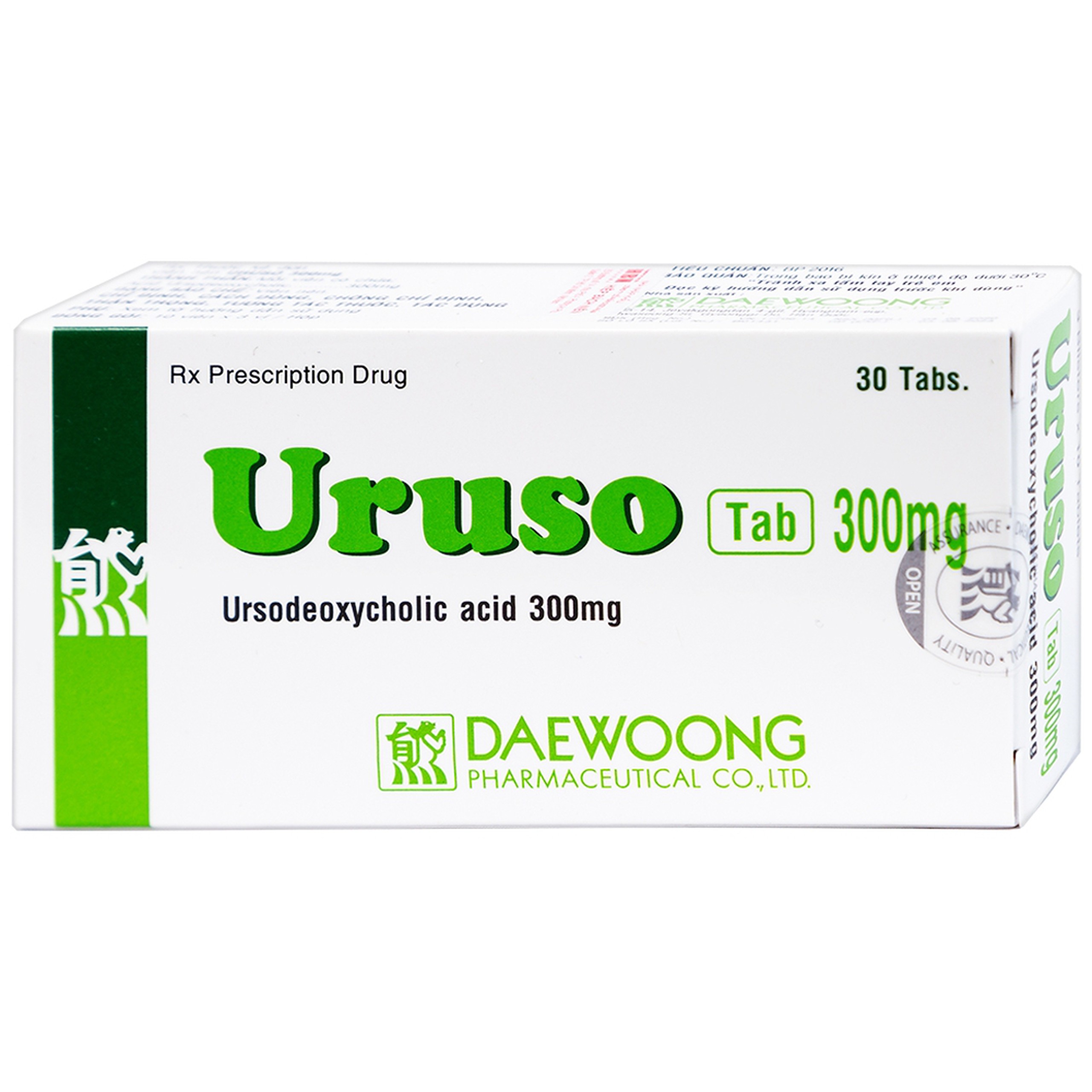 Thuốc Uruso Tab 300mg Daewoong điều trị sỏi mật (3 vỉ x 10 viên)