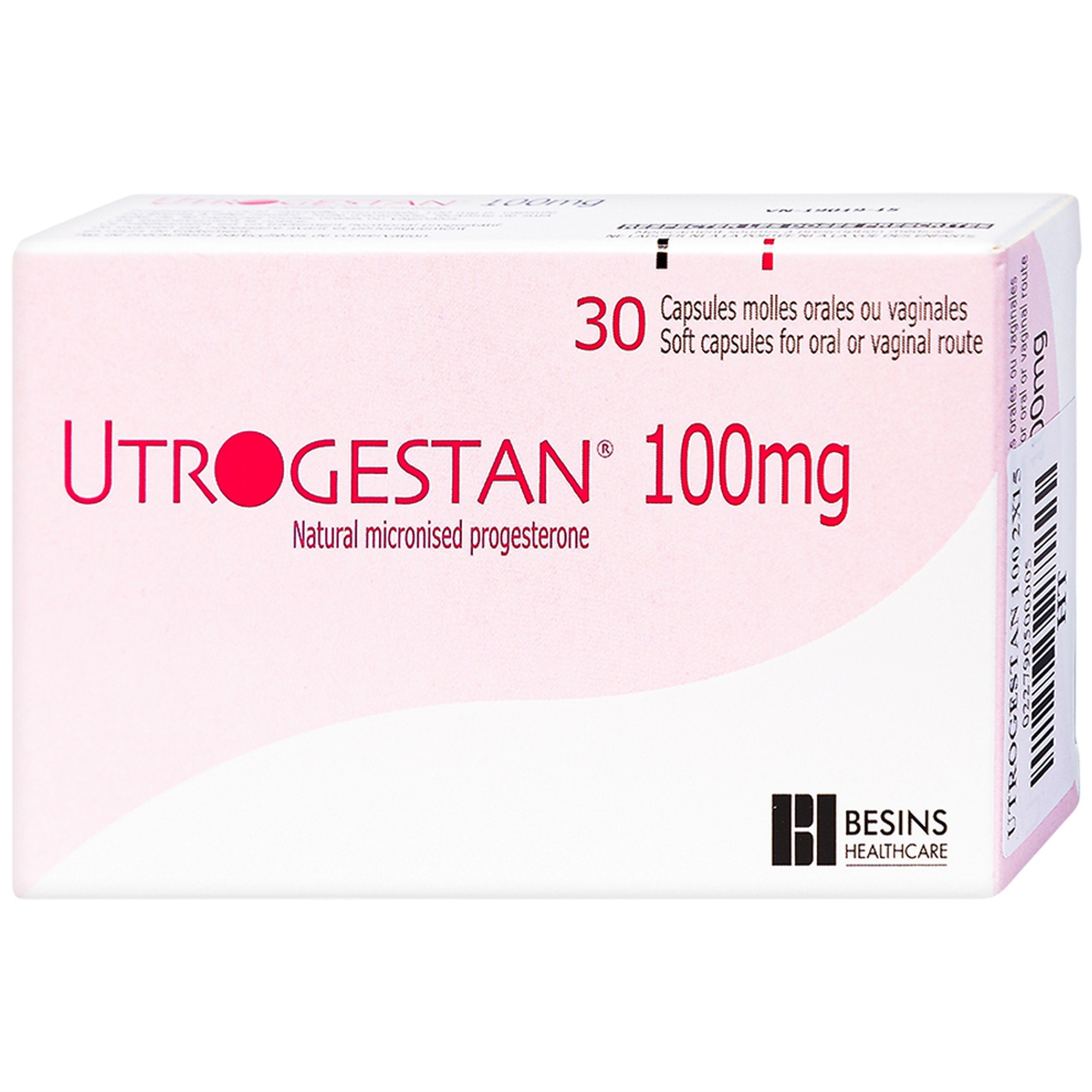 Thuốc Utrogestan 100mg Besins bổ sung nội tiết tố trong bệnh lý sản phụ khoa (2 vỉ x 15 viên)