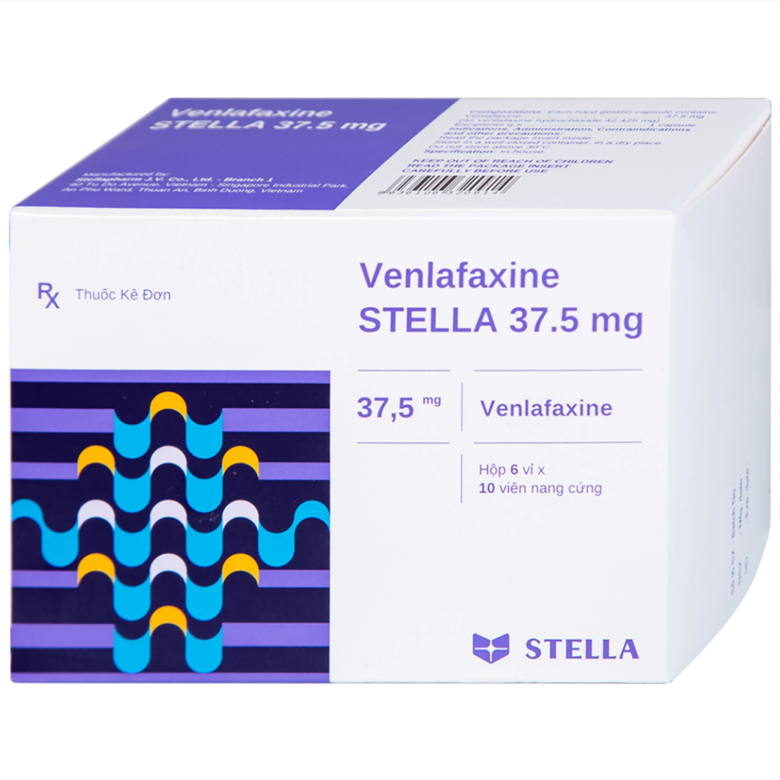 Thuốc Venlafaxine Stella 37.5mg điều trị các cơn trầm cảm nặng (6 vỉ x 10 viên)