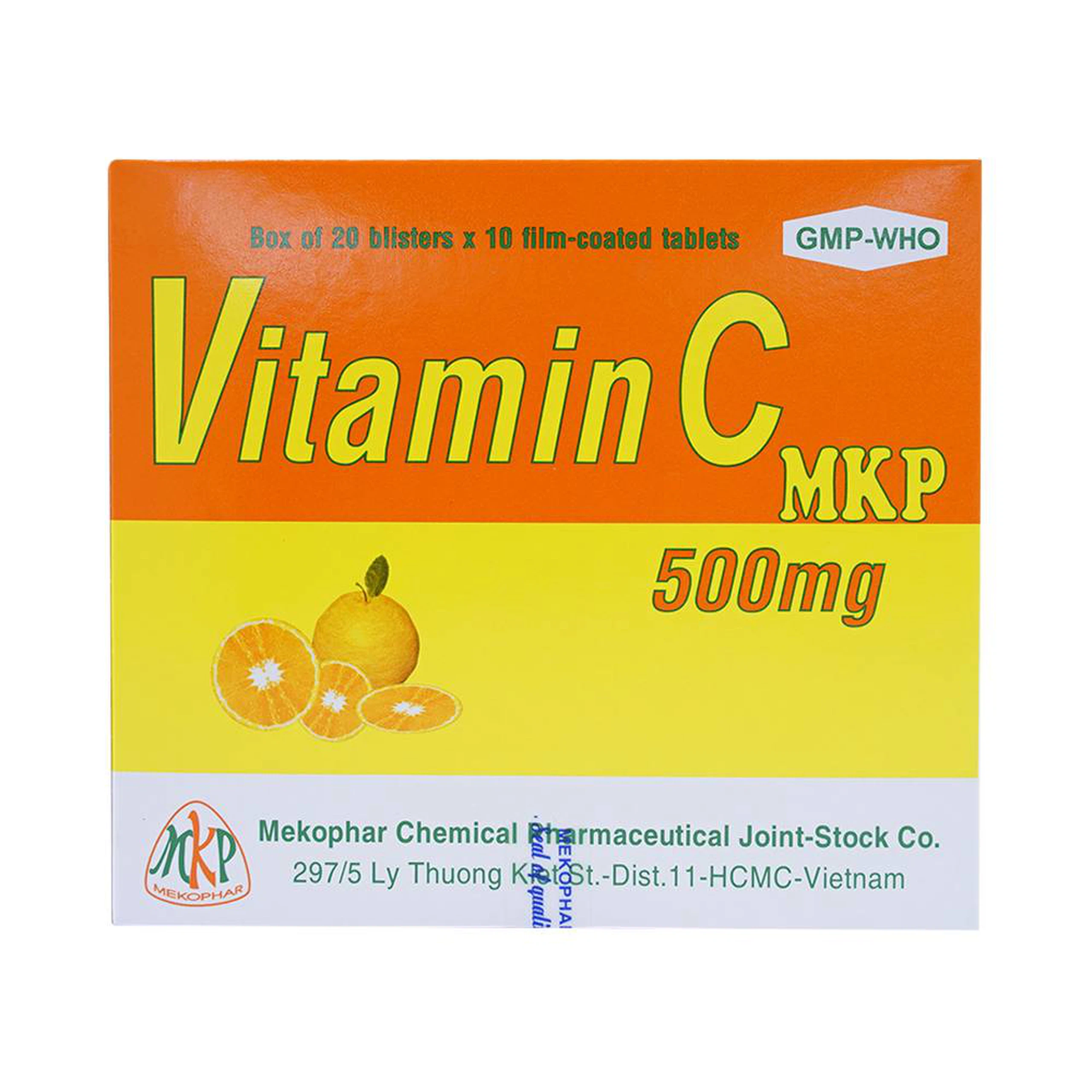Thuốc Vitamin C MKP 500mg Mekophar phòng và điều trị bệnh Scorbut (20 vỉ x 10 viên)
