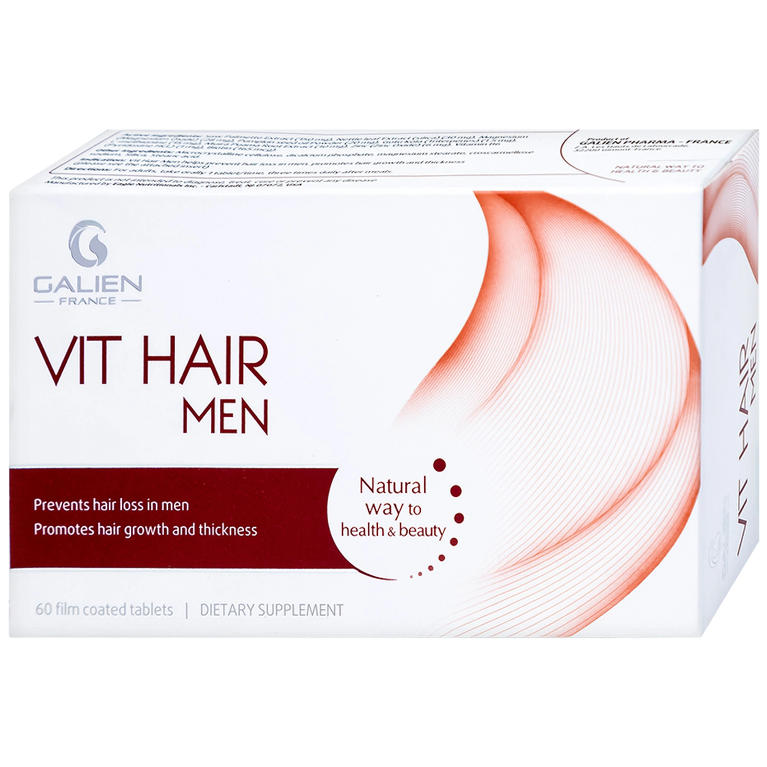 Viên uống Vit Hair Men Galien hỗ trợ giảm rụng tóc dành cho nam giới (4 vỉ x 15 viên)