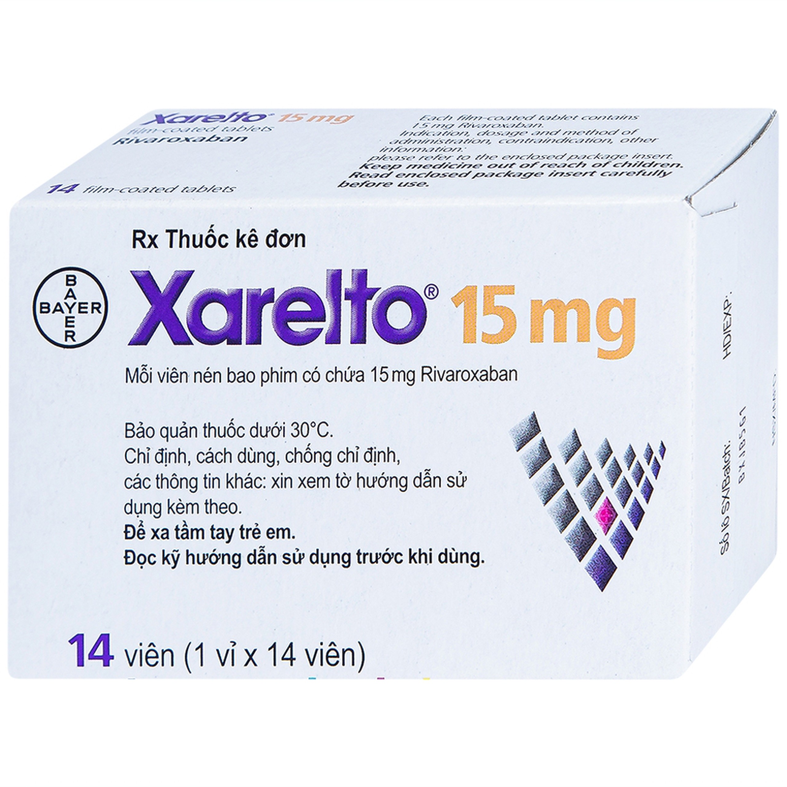 Thuốc Xarelto 15mg Bayer phòng ngừa thuyên tắc huyết khối tĩnh mạch (1 vỉ x 14 viên)