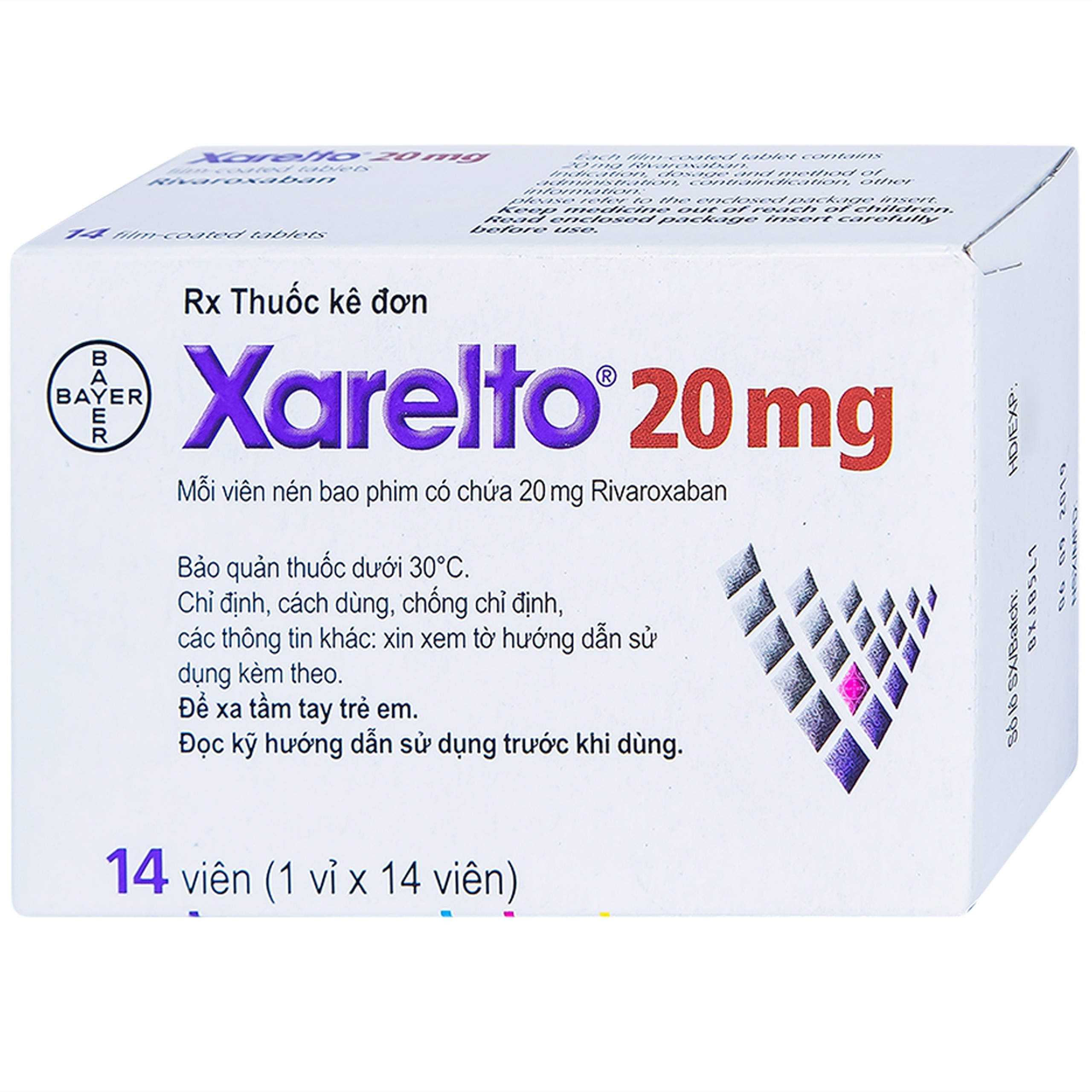 Thuốc Xarelto 20mg Bayer dự phòng đột quỵ và thuyên tắc mạch toàn thân (1 vỉ x 14 viên)