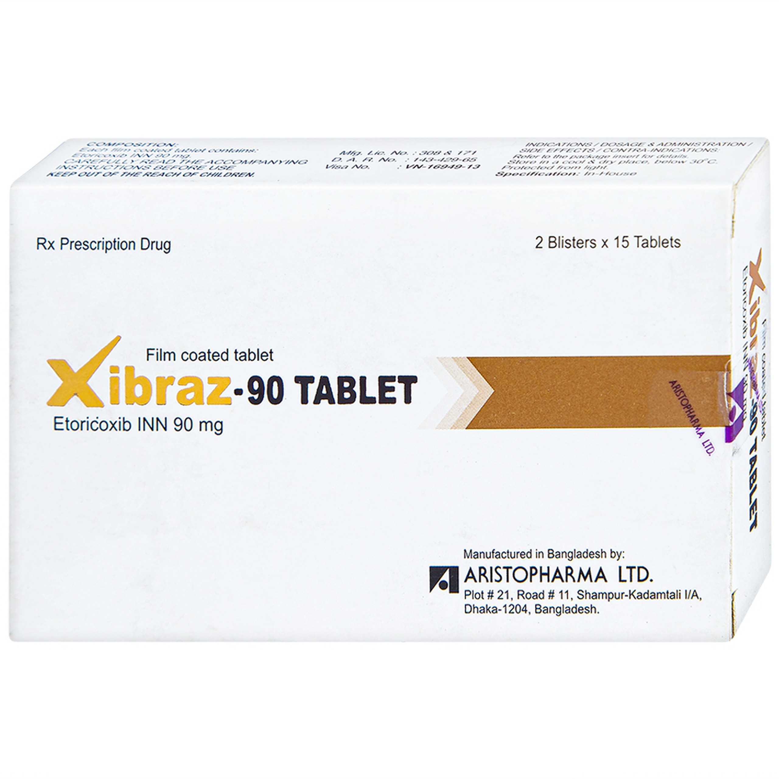 Thuốc Xibraz-90 Tablet Aristopharma giảm triệu chứng thoái hóa khớp (2 vỉ x 15 viên)
