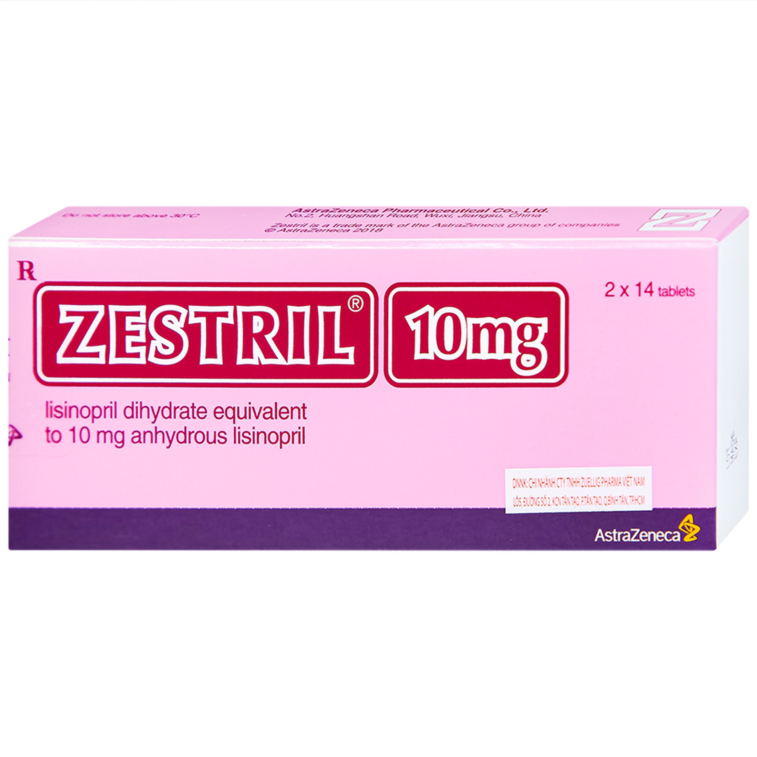 Thuốc Zestril 10mg AstraZeneca điều trị tăng huyết áp, suy tim (2 vỉ x 14 viên)
