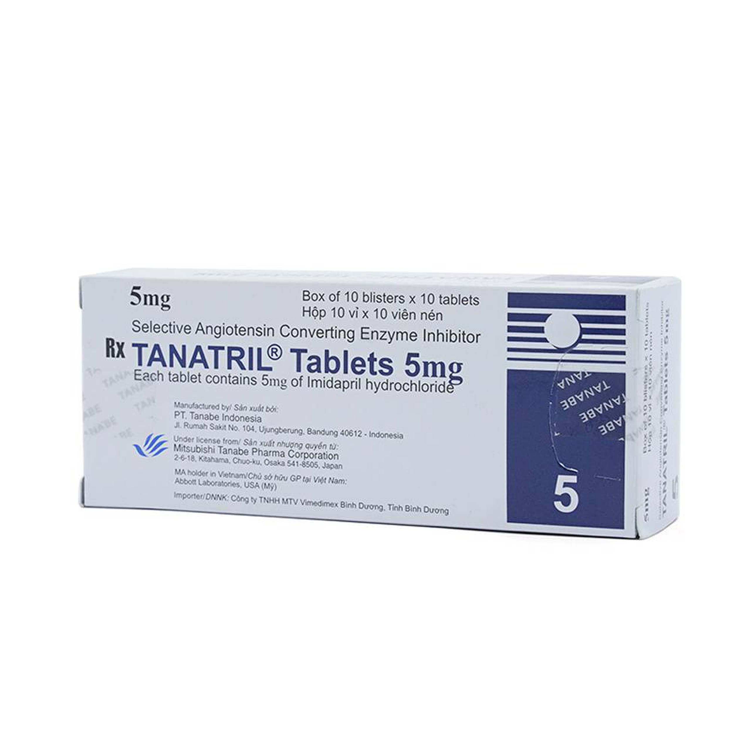 Thuốc Tanatril Tablets 5mg Tanabe điều trị tăng huyết áp vô căn (10 vỉ x 10 viên)