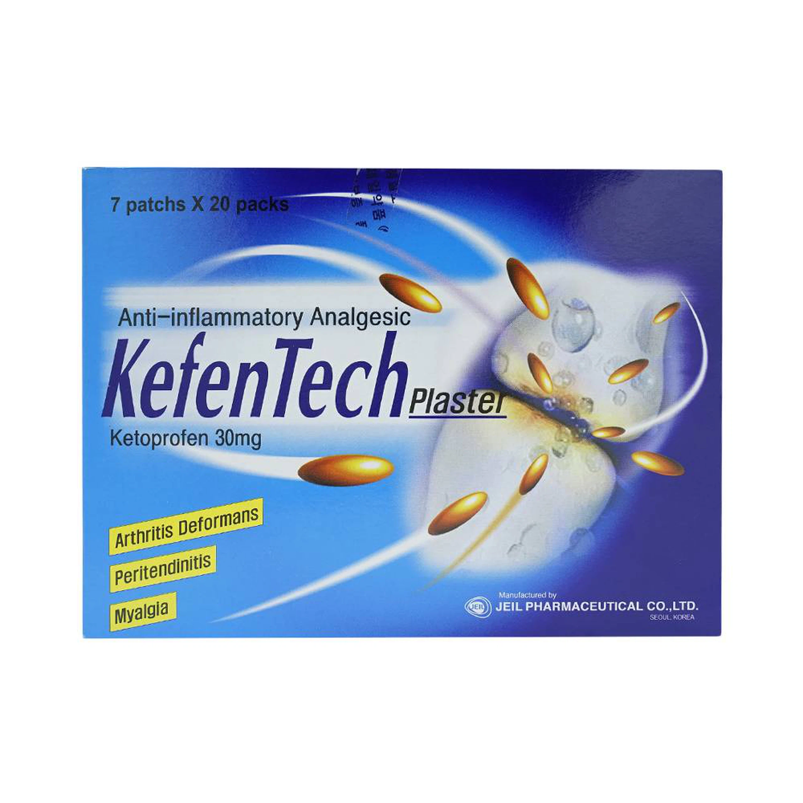 Cao dán KefenTech Plaster Jeil kháng viêm, giảm đau viêm khớp, viêm bao gân, đau cơ (20 gói)