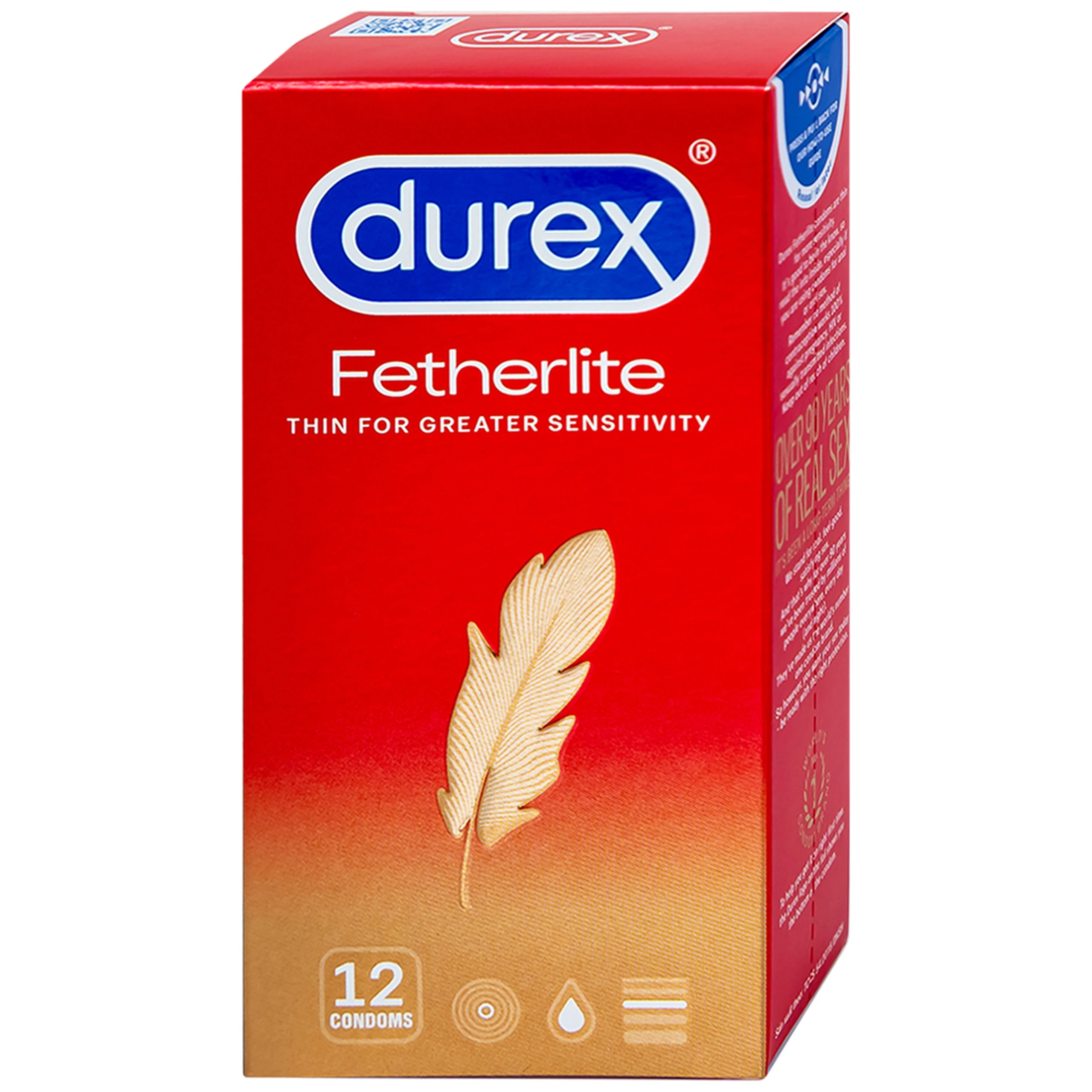 Bao cao su Durex Fetherlite vừa vặn, độ bảo vệ cao (12 cái)