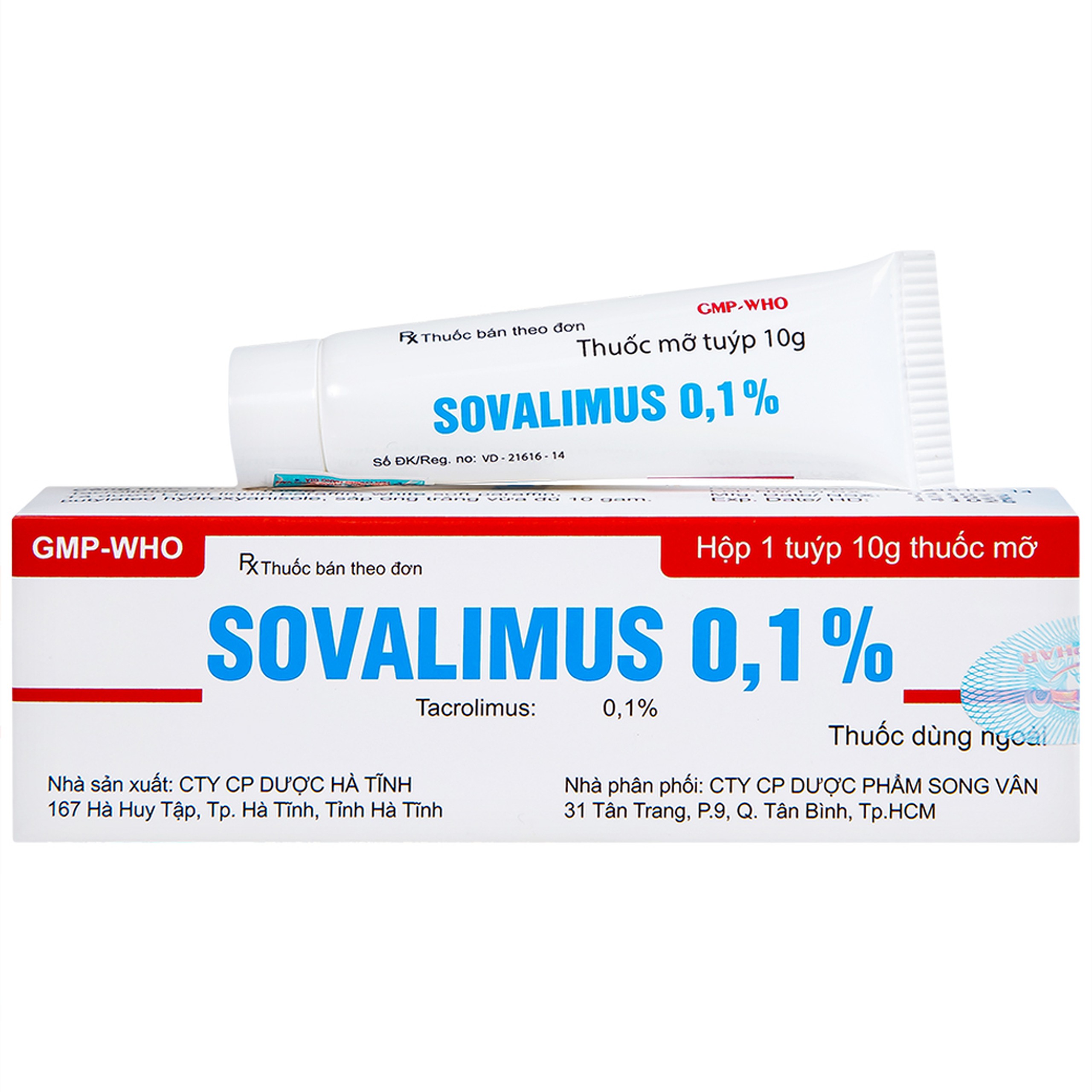Thuốc mỡ Sovalimus 0.1% Hadiphar  điều trị chàm cơ địa (10g)