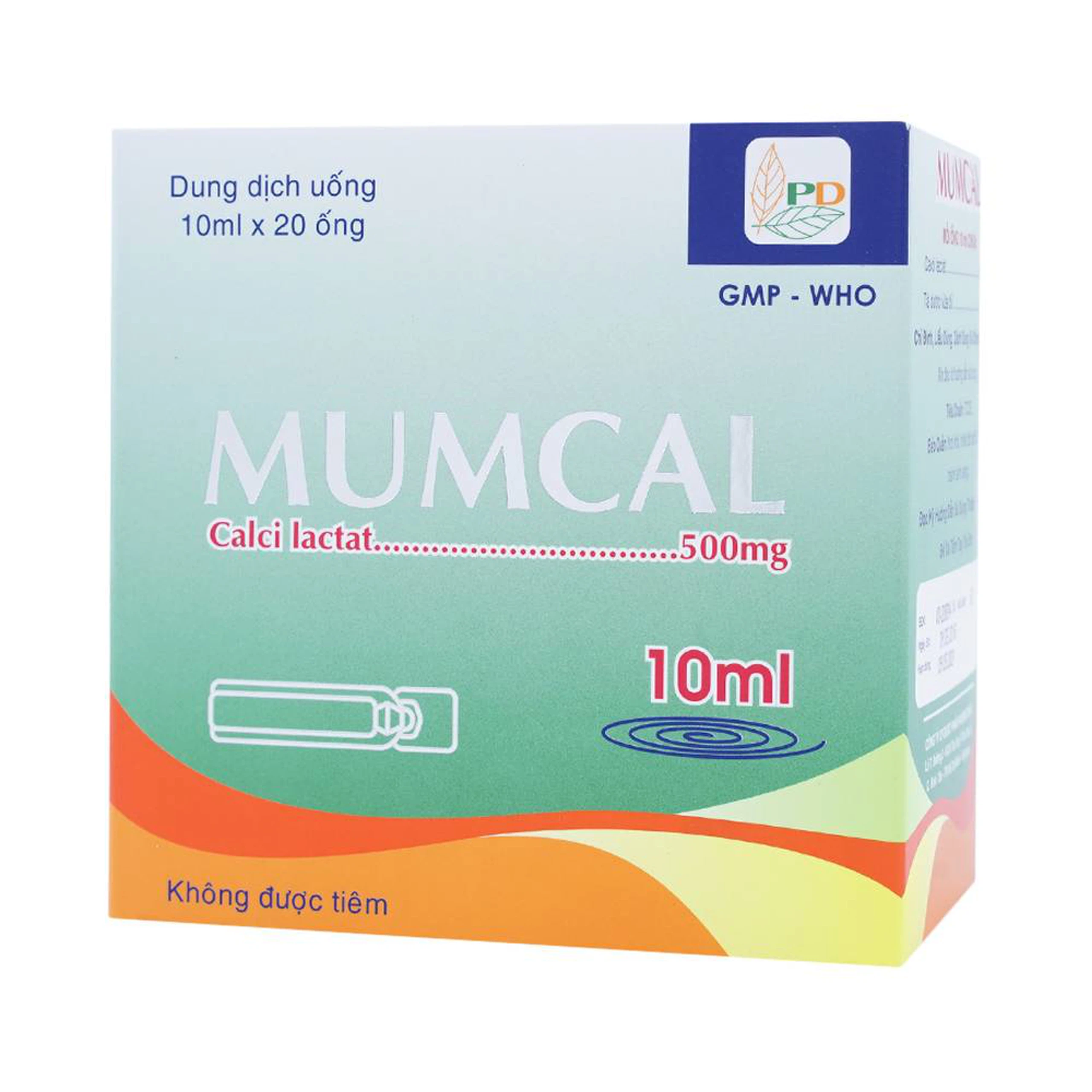 Dung dịch uống Mumcal 500mg Phương Đông bổ sung Canxi cho phụ nữ mang thai (20 ống x 10ml)
