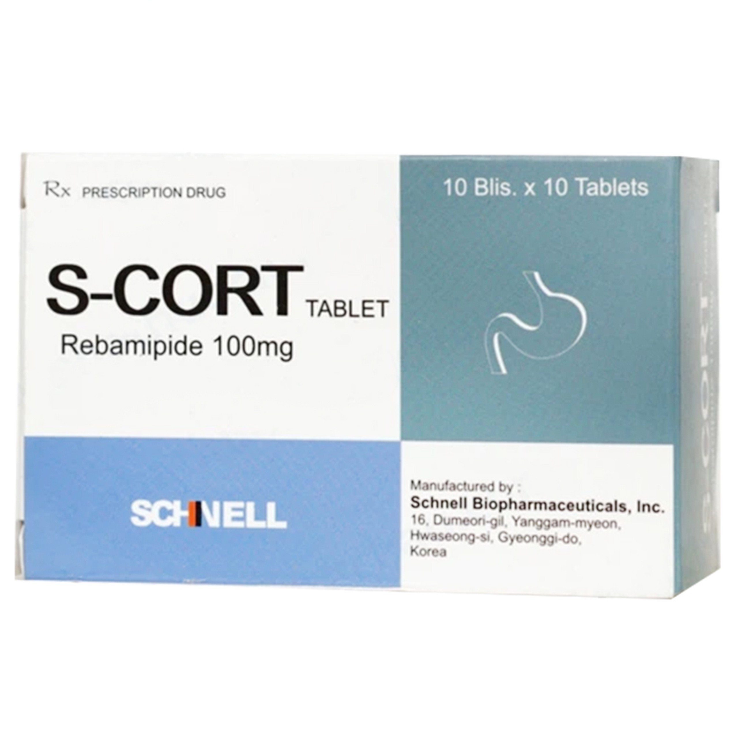 Thuốc S-Cort Tablet 100mg Schnell điều trị loét dạ dày, tổn thương niêm mạc dạ dày (10 vỉ x 10 viên) 