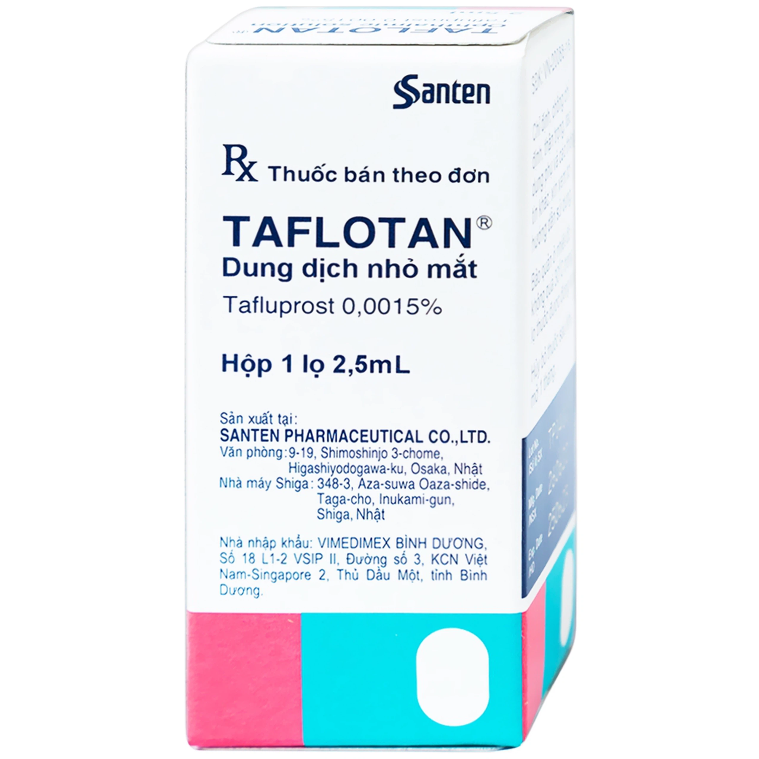 Thuốc nhỏ mắt Taflotan Santen làm giảm áp lực nội nhãn cao (2,5ml)