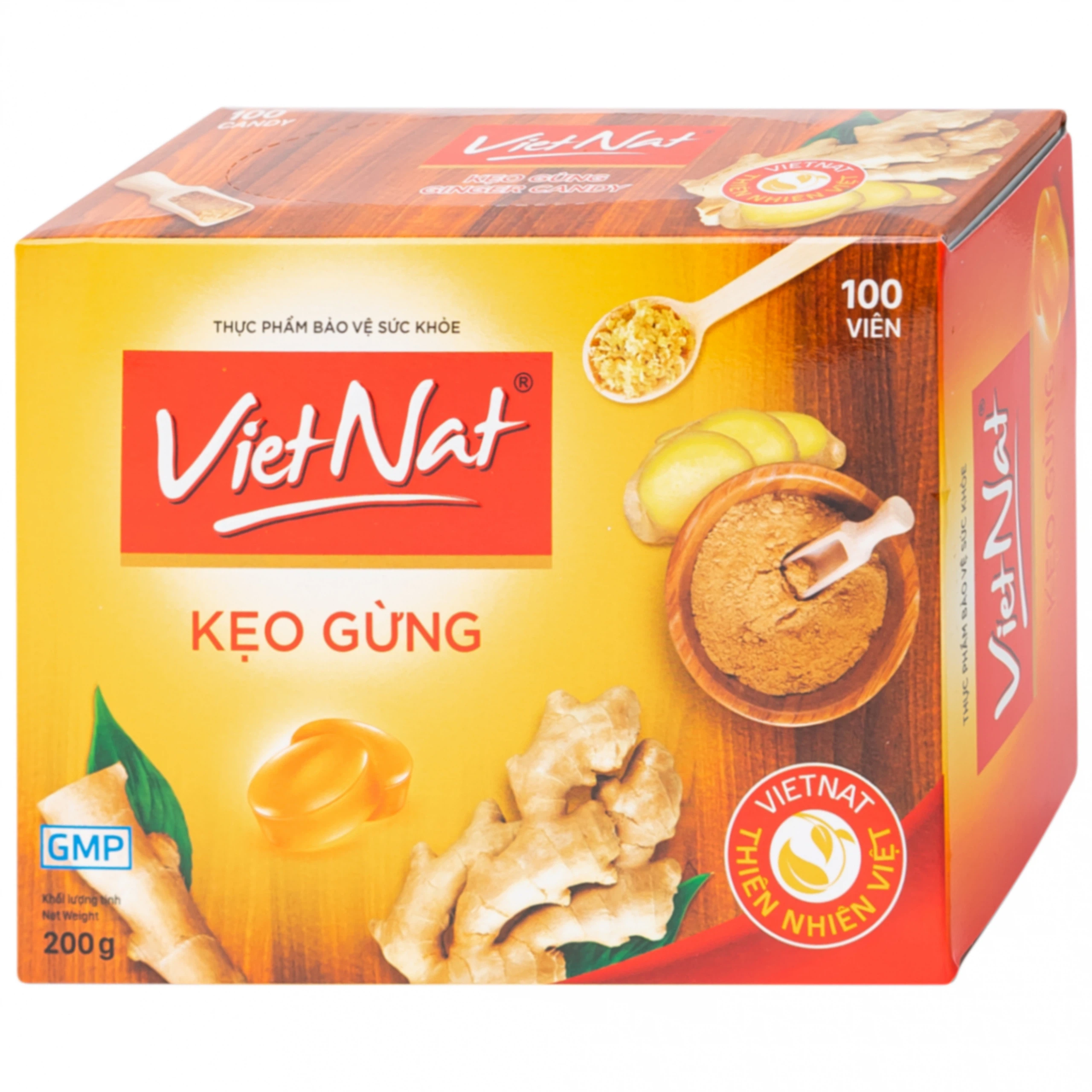 Kẹo gừng Vietnat hỗ trợ làm ấm tỳ vị, giảm nôn và các triệu chứng ăn không tiêu đầy hơi (100 viên)