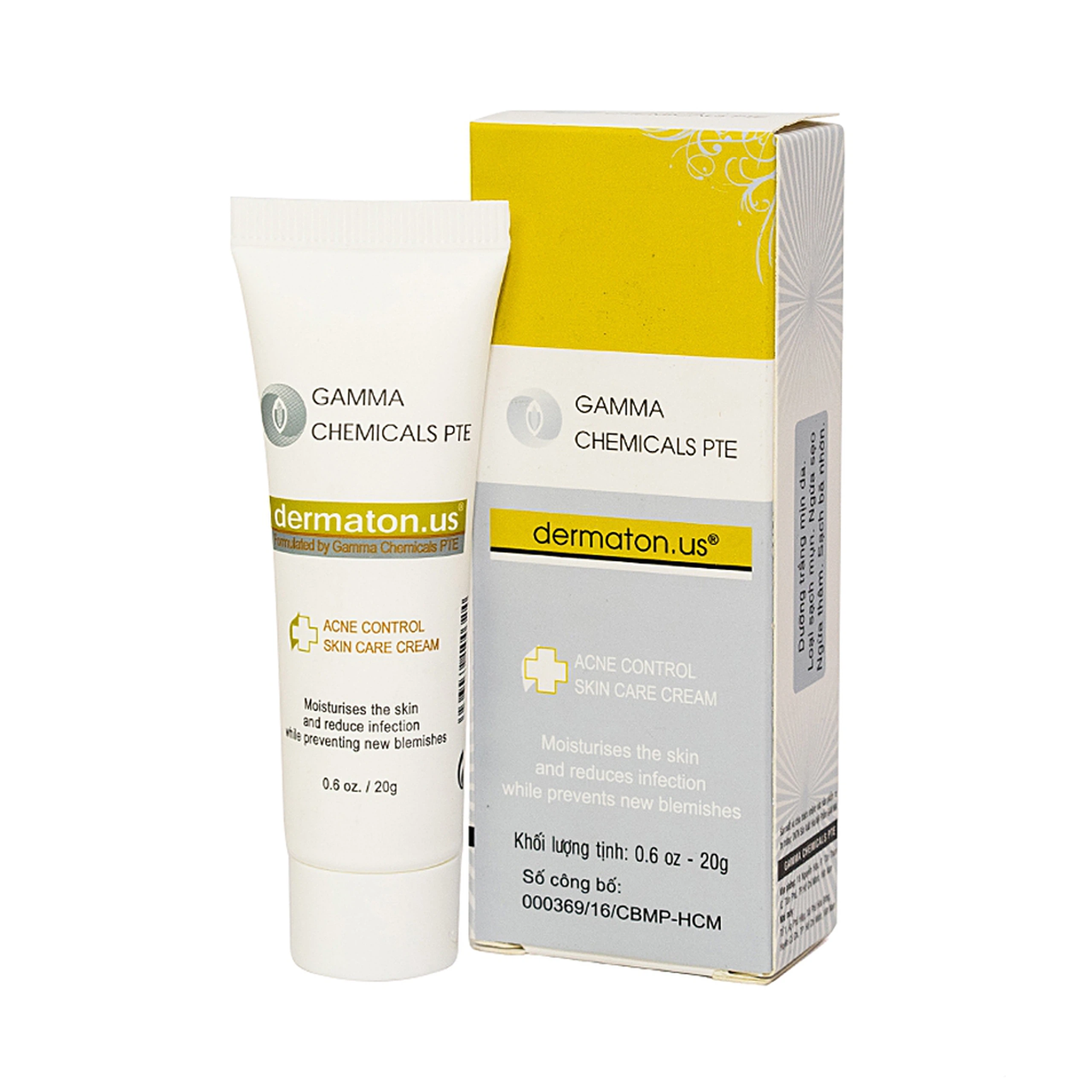 Kem Dermaton.US Acne Control SkinCare Cream Gamma dưỡng trắng, sạch mụn, ngừa sẹo thâm, sạch bã nhờn (20g)