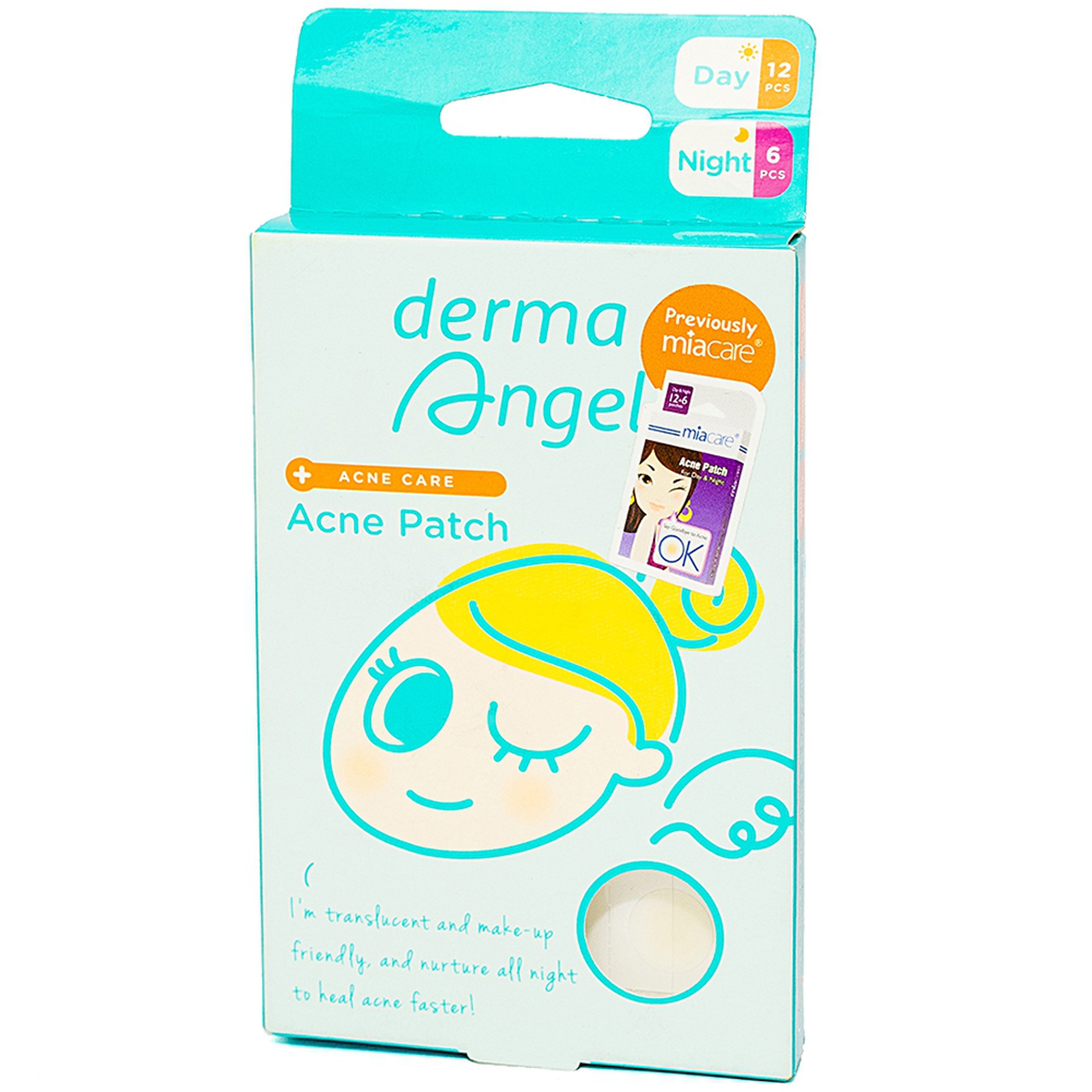 Miếng dán mụn Derma Angel Acne Patch Miacare dùng cho ngày và đêm (12 gói)