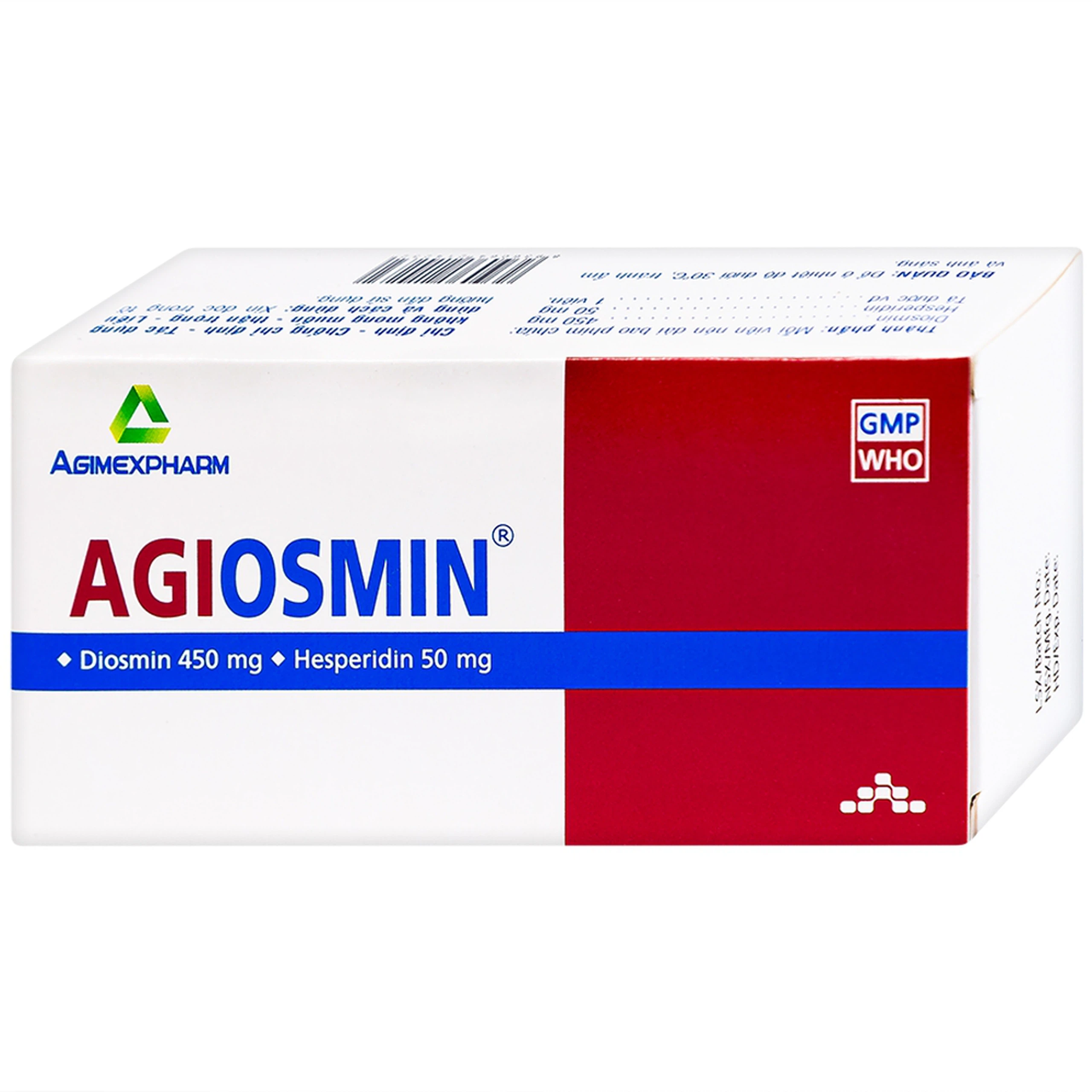 Thuốc Agiosmin Agimexpharm điều trị suy tĩnh mạch mạn tính (4 vỉ x 15 viên)