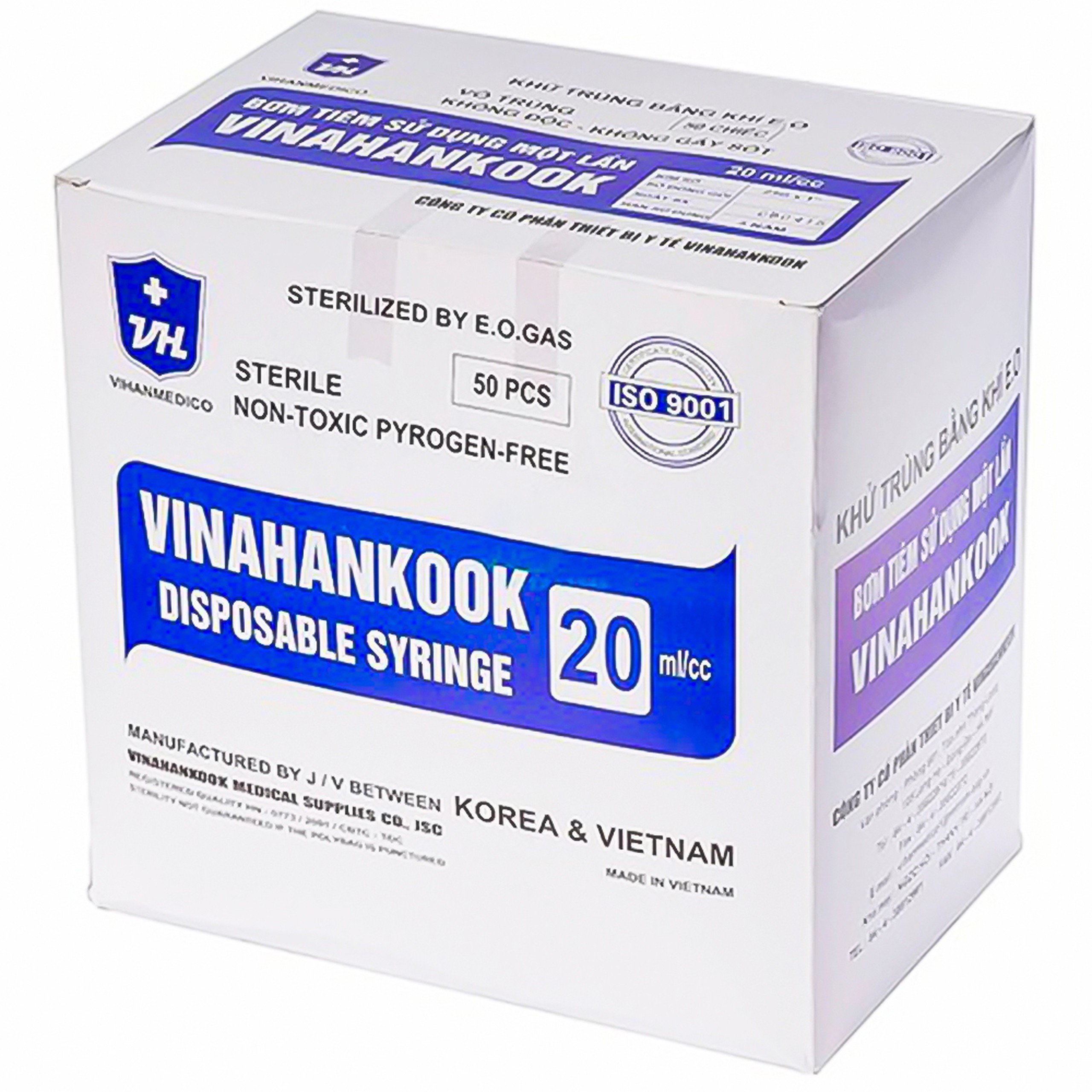 Bơm tiêm sử dụng một lần Vinahankook 20ml/cc được khử trùng bằng khí E.O (50 cái)