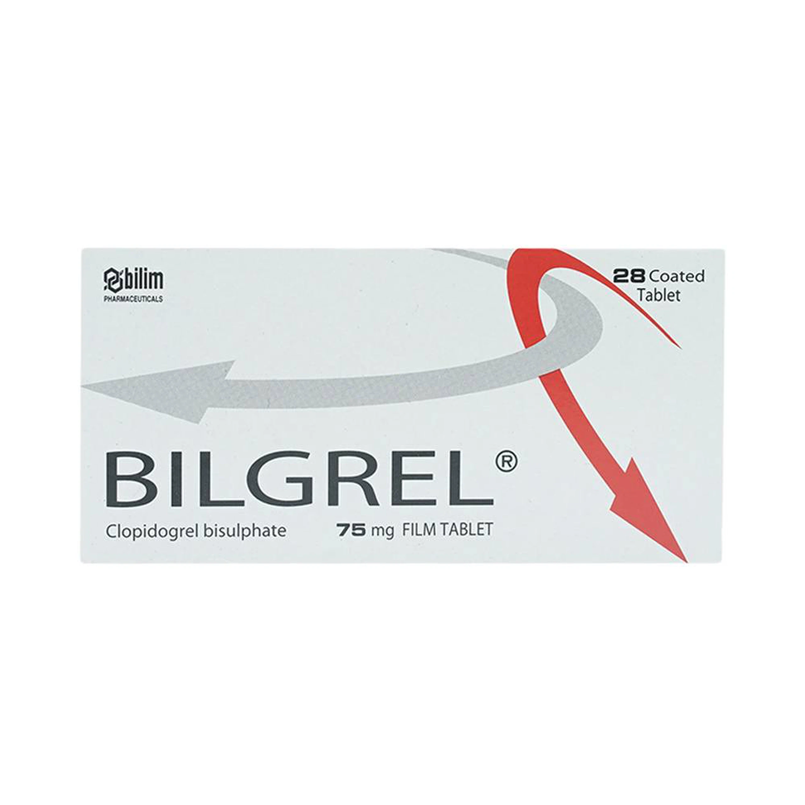 Thuốc Bilgrel 75mg Bilim Ilac điều trị nhồi máu cơ tim, đột quỵ, bệnh động mạch ngoại biên (2 vỉ x 14 viên)
