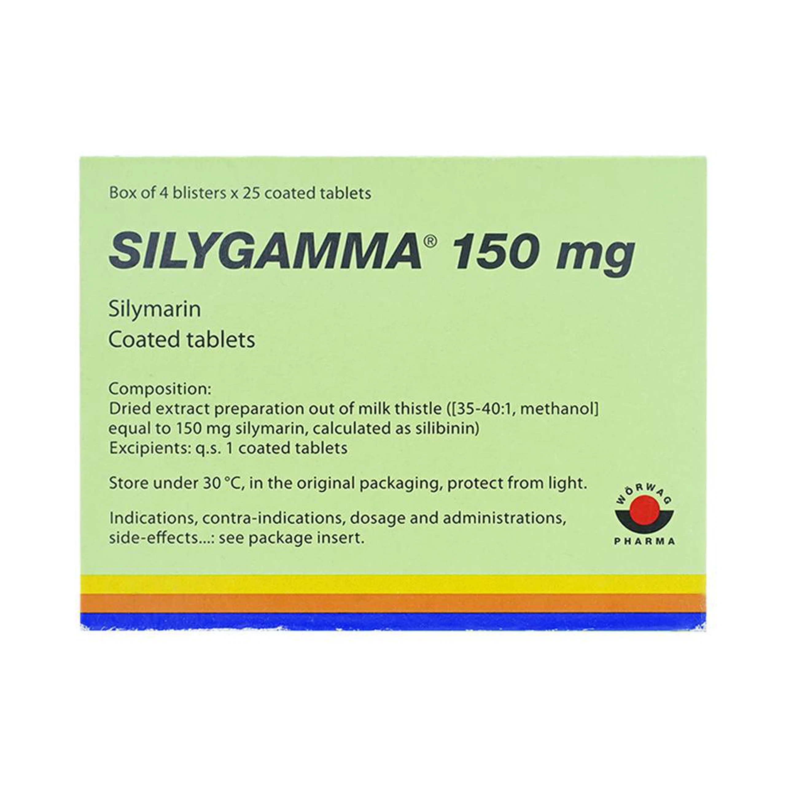 Thuốc Silygamma 150mg Worwag điều trị viêm gan mãn tính, xơ gan (4 vỉ x 25 viên)