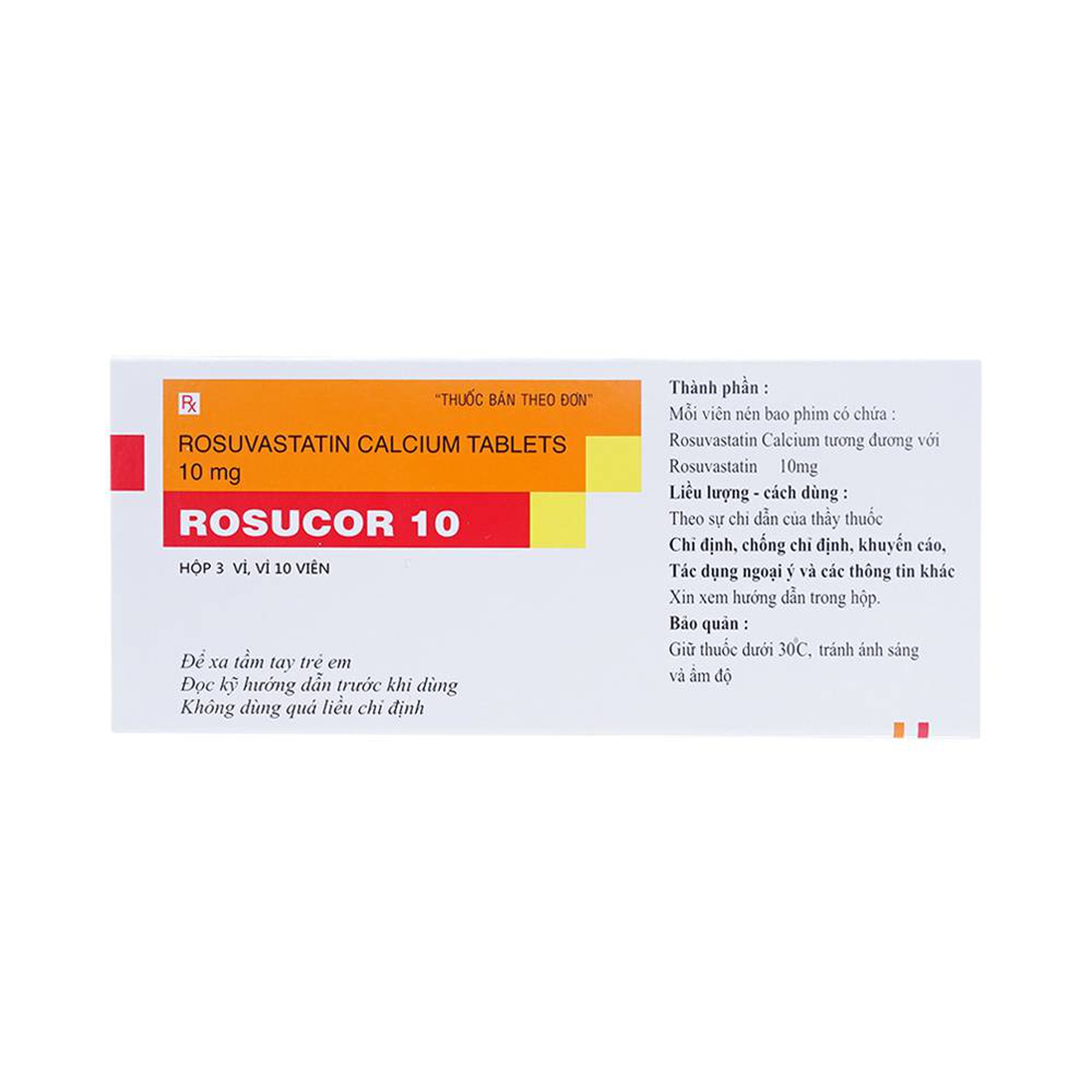 Thuốc Rosucor 10 Torrent điều trị rối loạn lipid máu (3 vỉ x 10 viên)