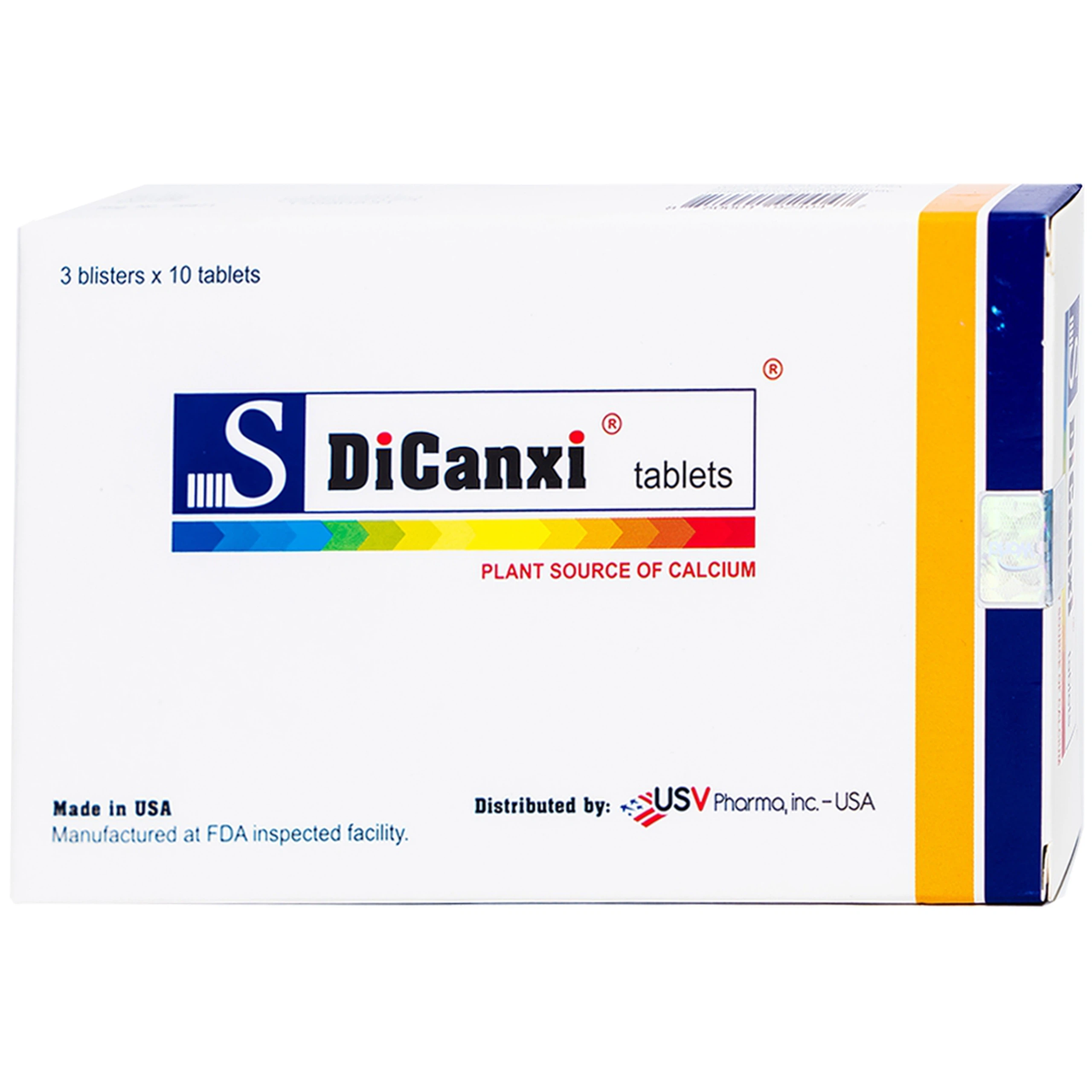 Viên uống S DiCanxi USV Pharma hỗ trợ bổ sung canxi (3 vỉ x 10 viên)