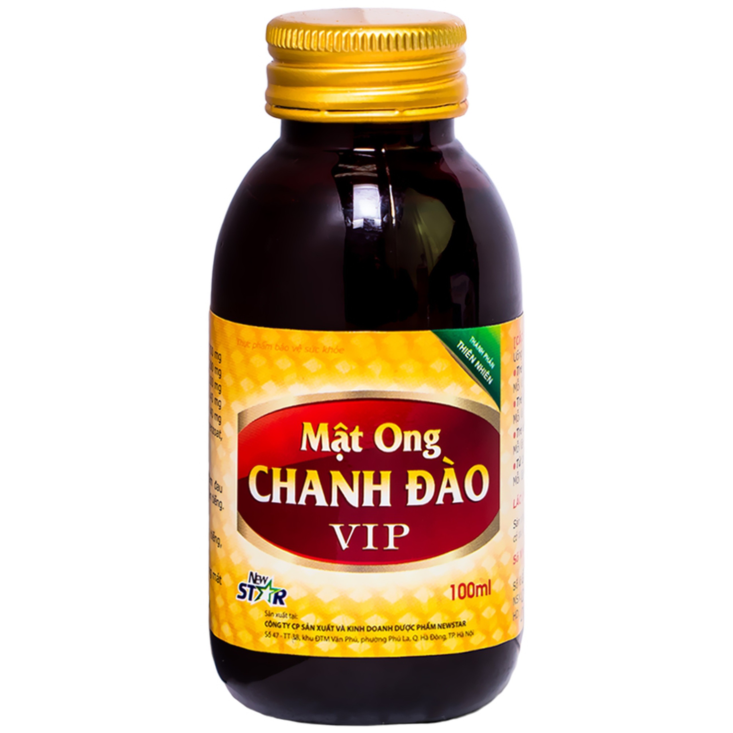 Dung dịch Mật Ong Chanh Đào VIP New Star hỗ trợ bổ khí, giảm ho, đau họng (100ml)