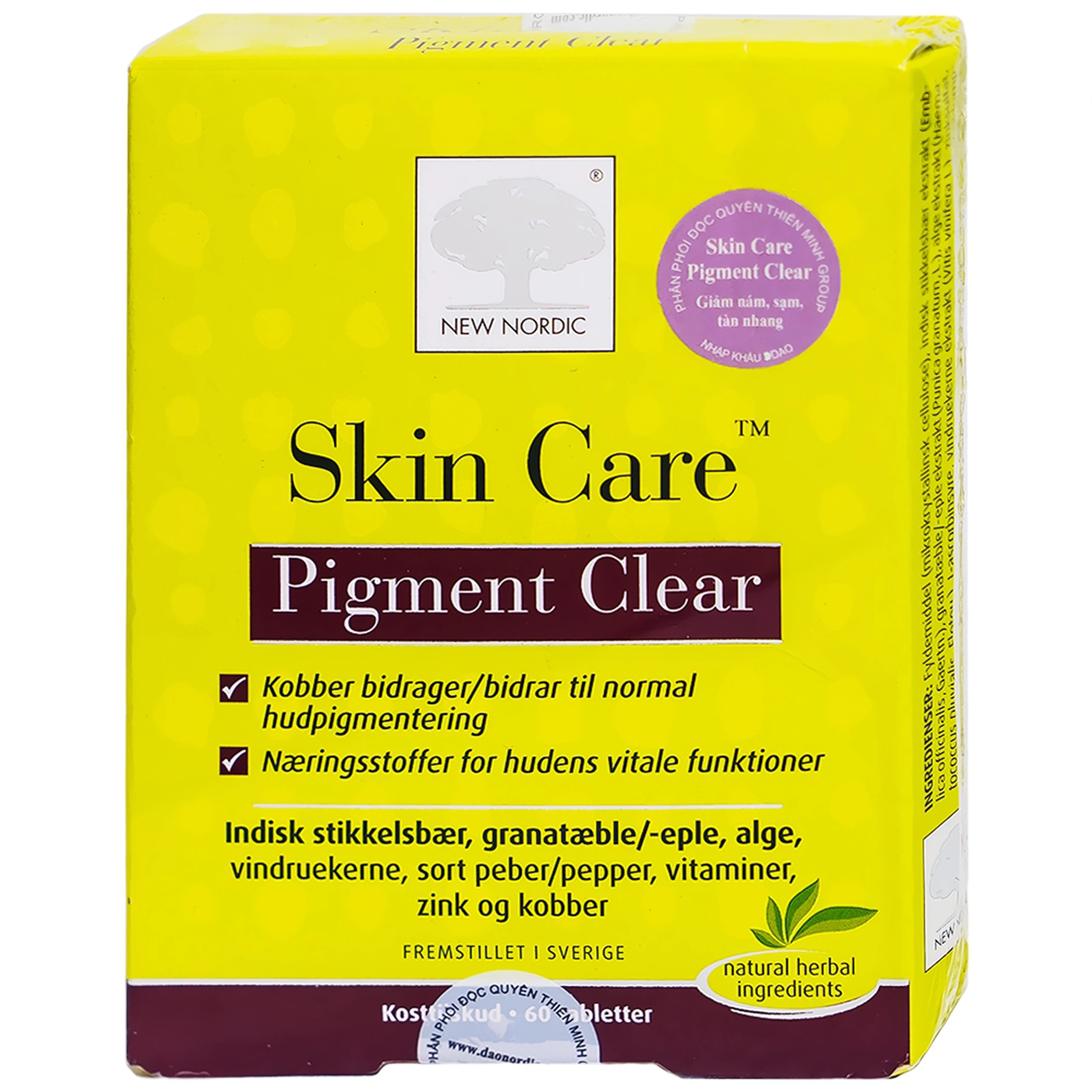 Viên uống Skin Care Pigment Clear New Nordic giảm các vết thâm nám, sạm, tàn nhang (60 viên)